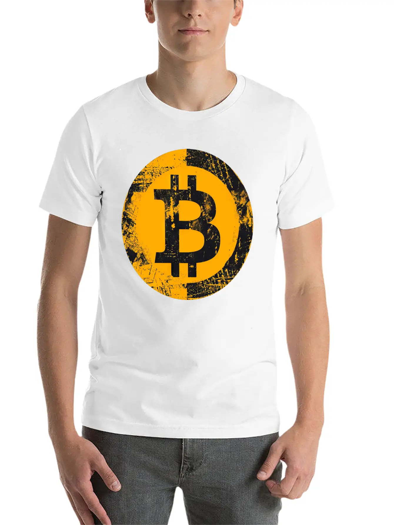 Bitcoin Logo Grunge Digital Gold Essential Unisex Summer Tee – Soft Cotton Casual Fit
