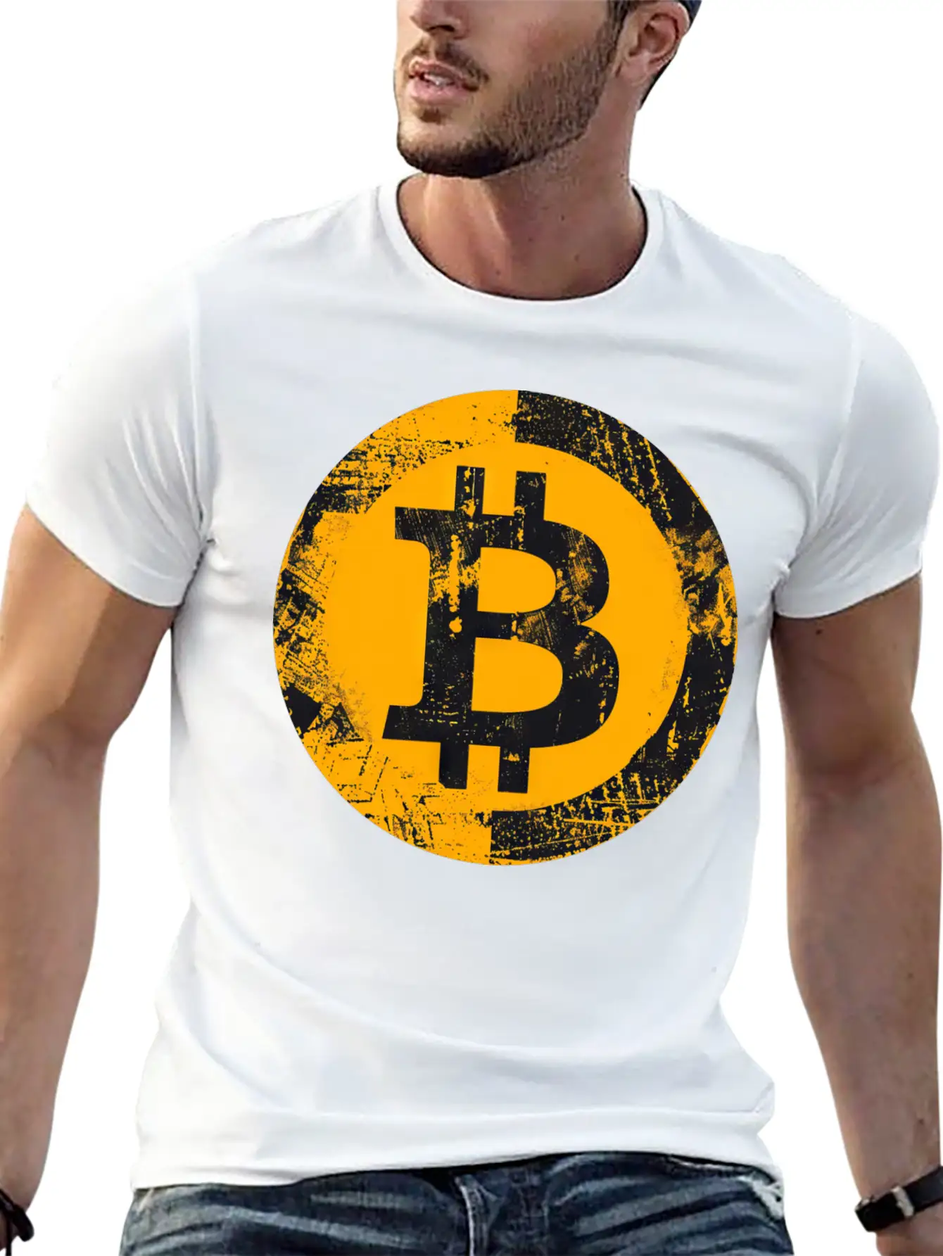 Bitcoin Logo Grunge Digital Gold Essential Unisex Summer Tee – Soft Cotton Casual Fit