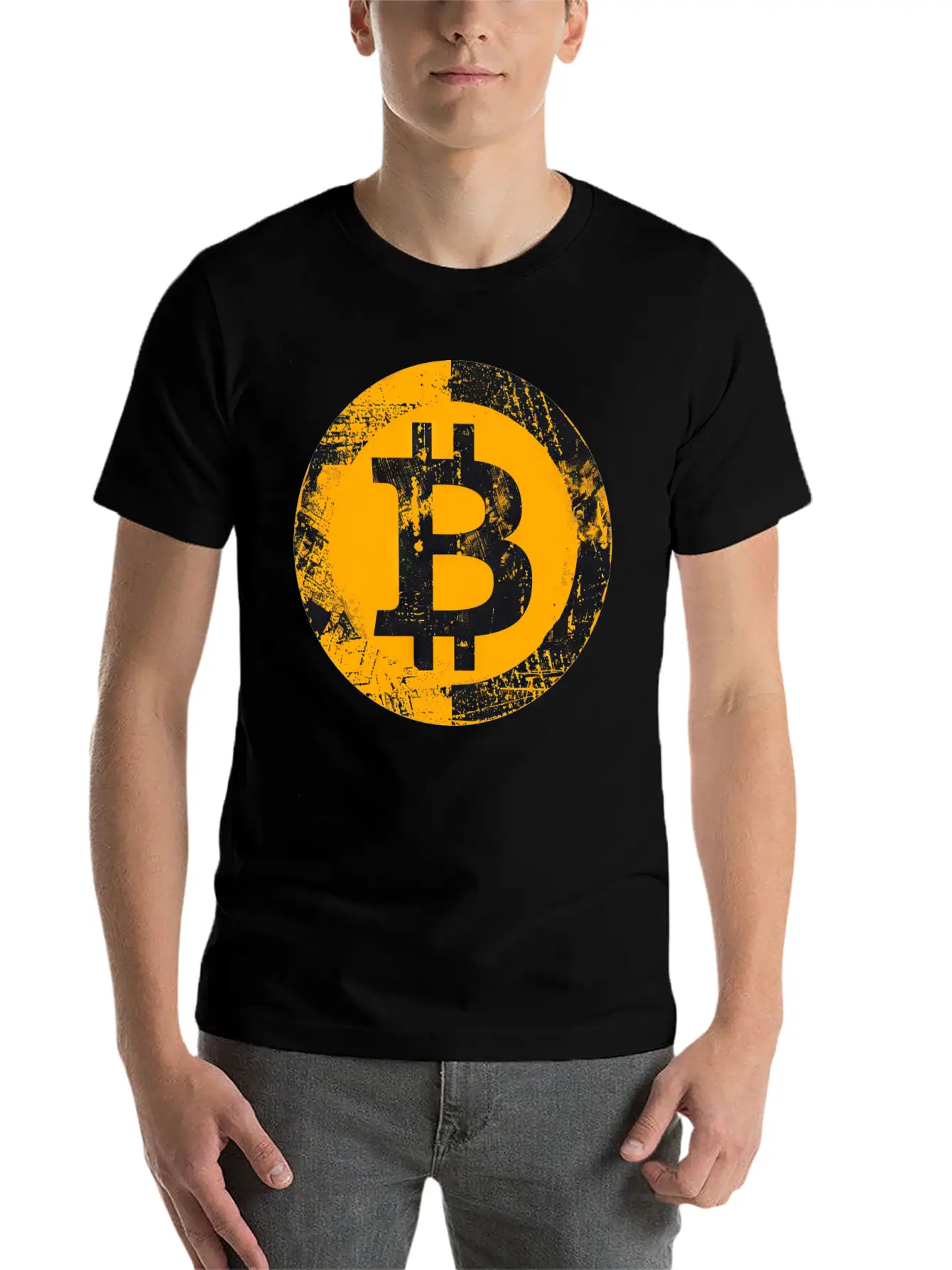 Bitcoin Logo Grunge Digital Gold Essential Unisex Summer Tee – Soft Cotton Casual Fit