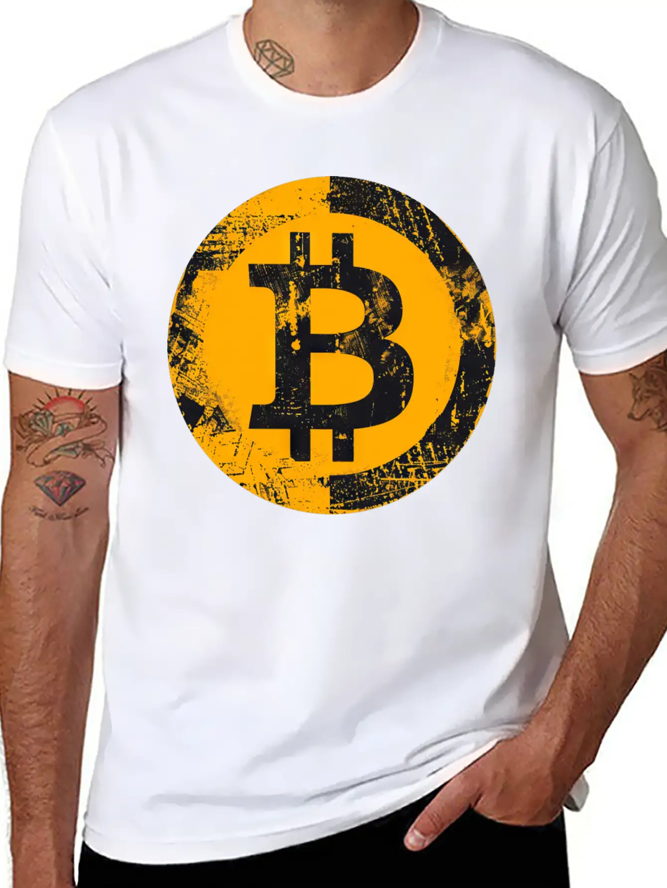 Bitcoin Logo Grunge Digital Gold Essential Unisex Summer Tee – Soft Cotton Casual Fit