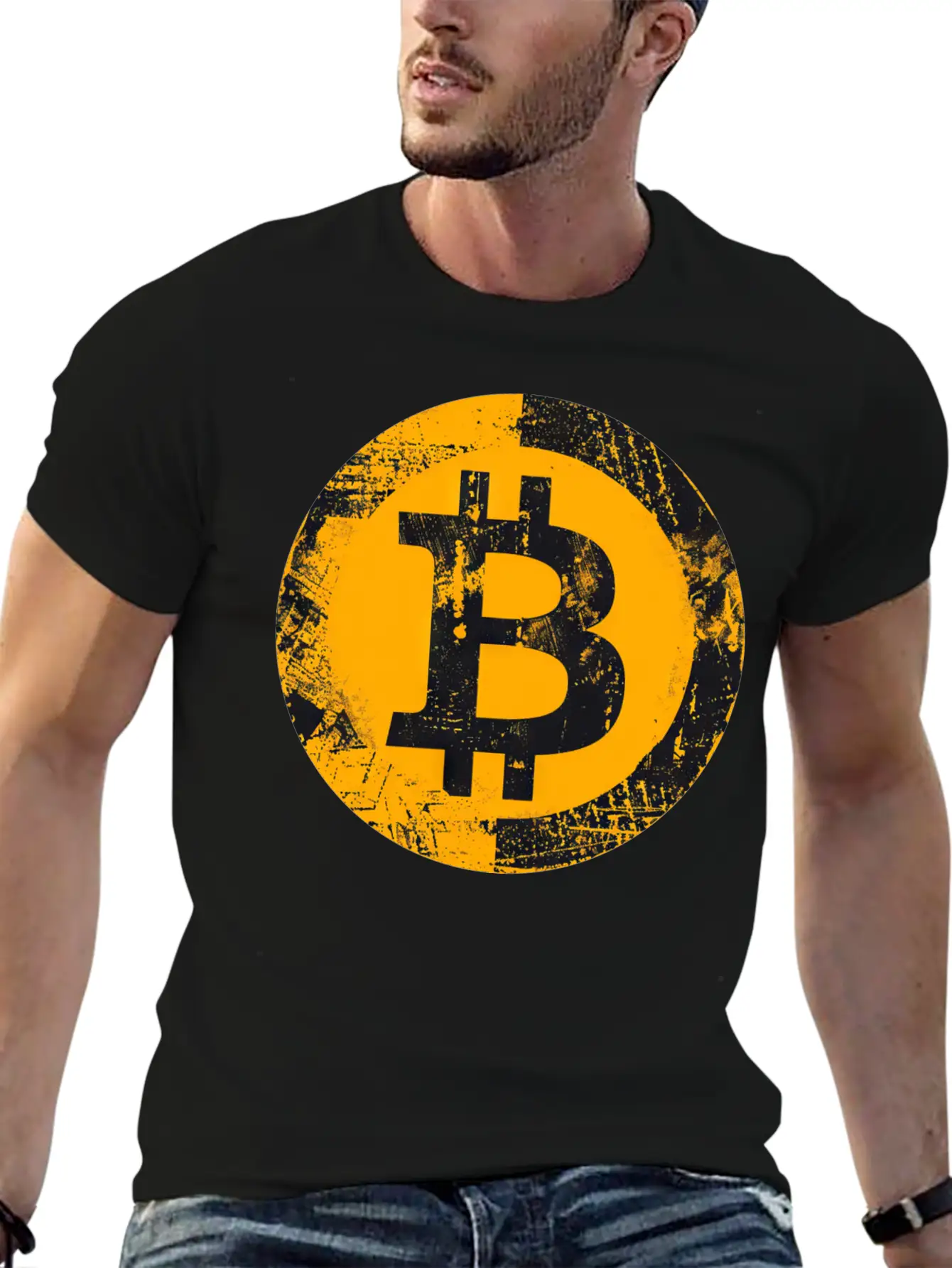 Bitcoin Logo Grunge Digital Gold Essential Unisex Summer Tee – Soft Cotton Casual Fit