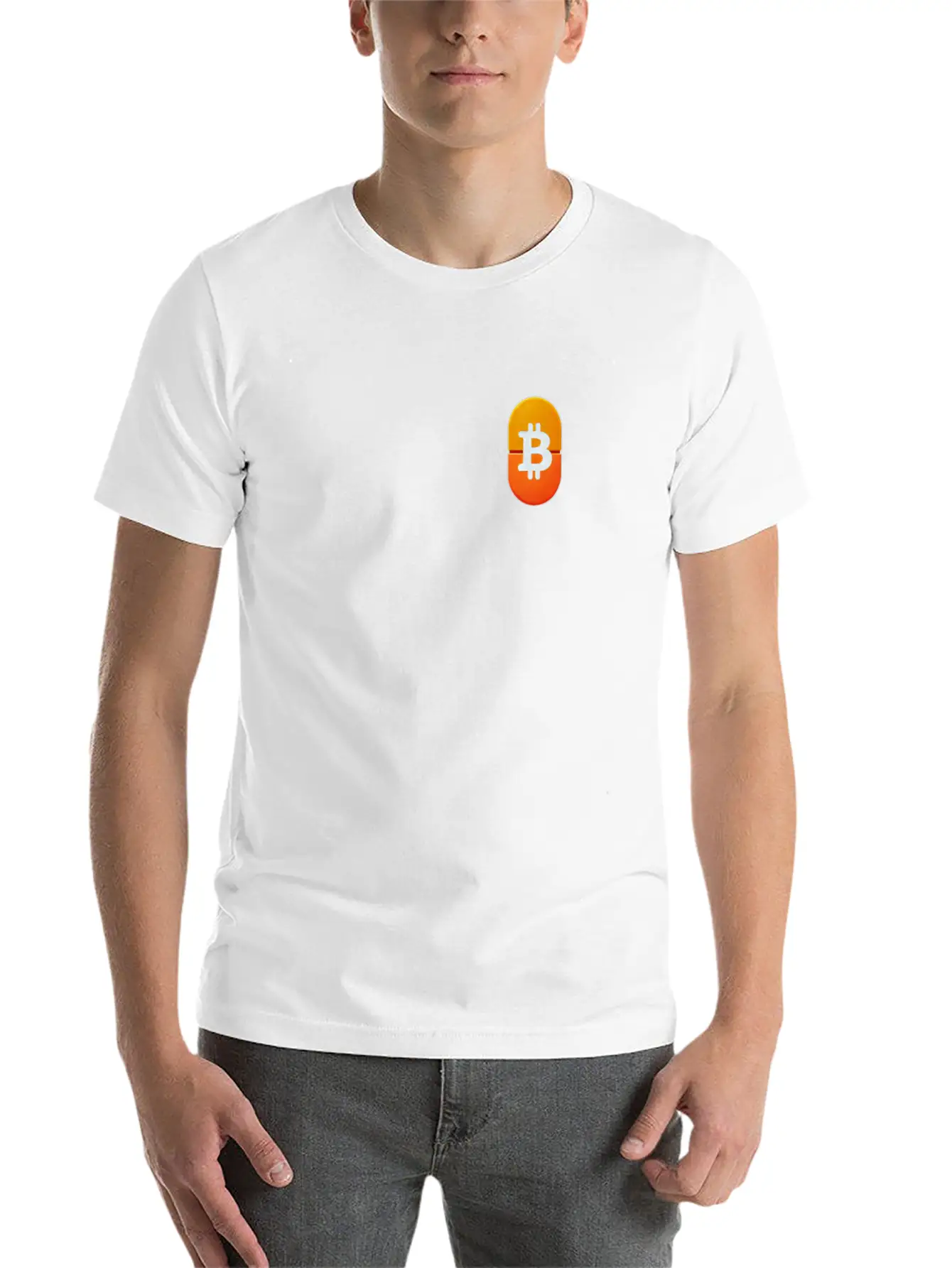 Bitcoin Pocket Design Orange Pill Awareness Unisex Casual T-Shirt – Clean Design For Daily Comfort