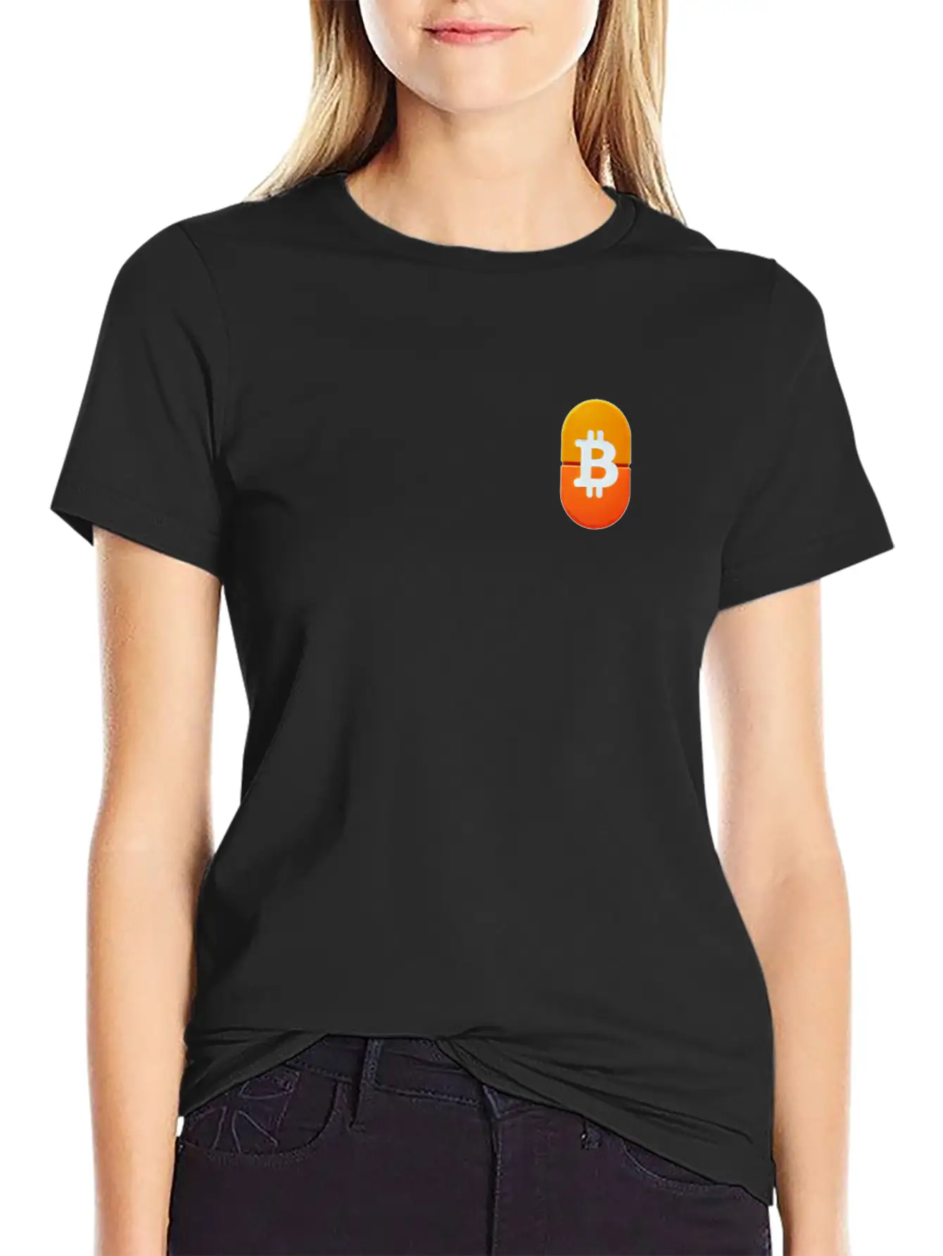 Bitcoin Pocket Design Orange Pill Awareness Unisex Casual T-Shirt – Clean Design For Daily Comfort