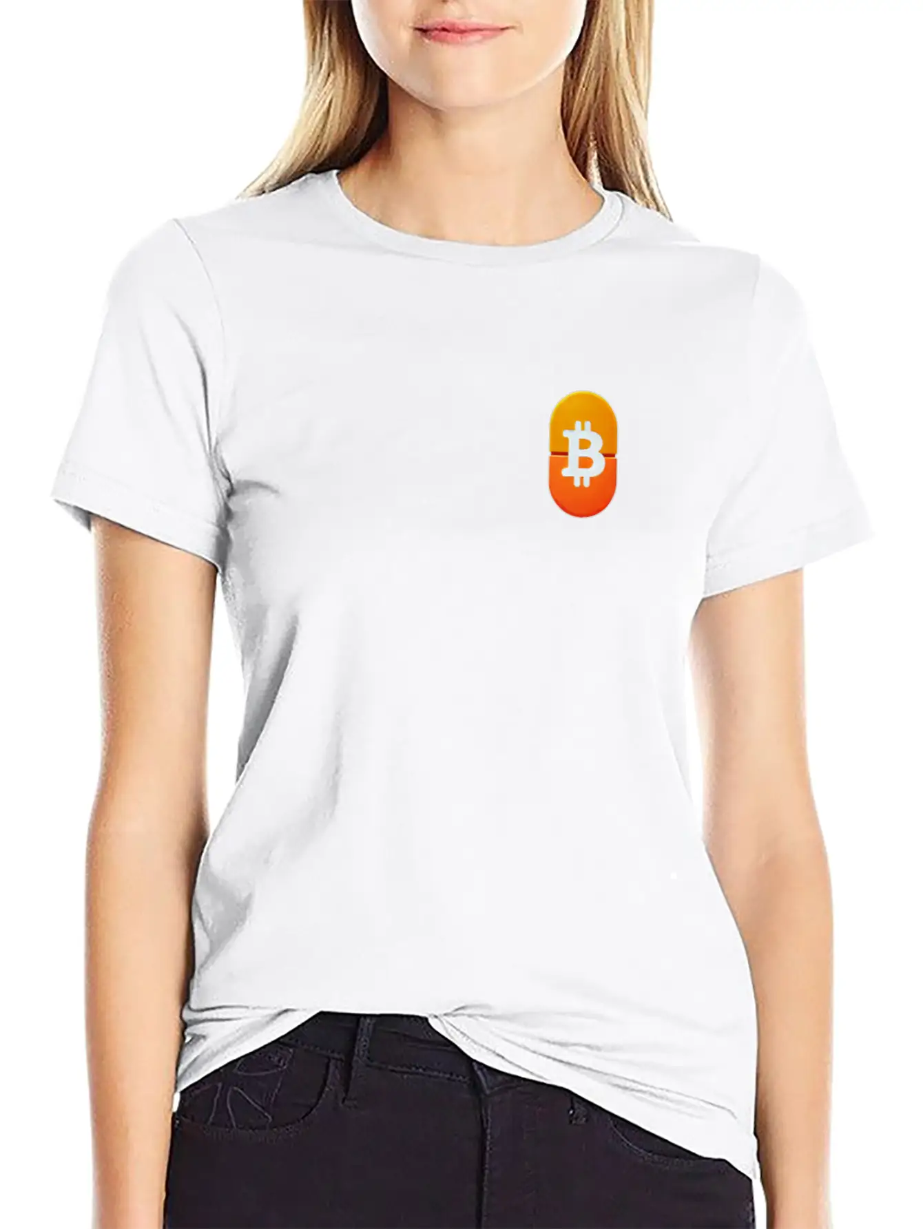 Bitcoin Pocket Design Orange Pill Awareness Unisex Casual T-Shirt – Clean Design For Daily Comfort