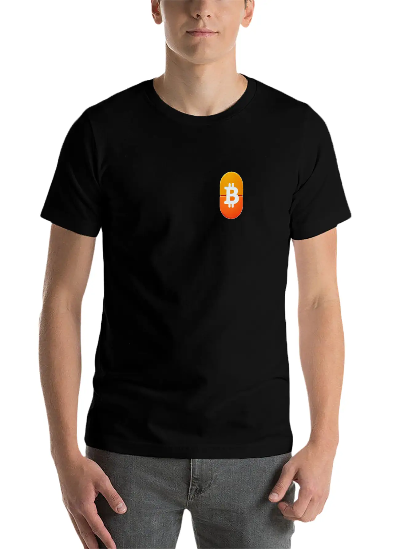 Bitcoin Pocket Design Orange Pill Awareness Unisex Casual T-Shirt – Clean Design For Daily Comfort
