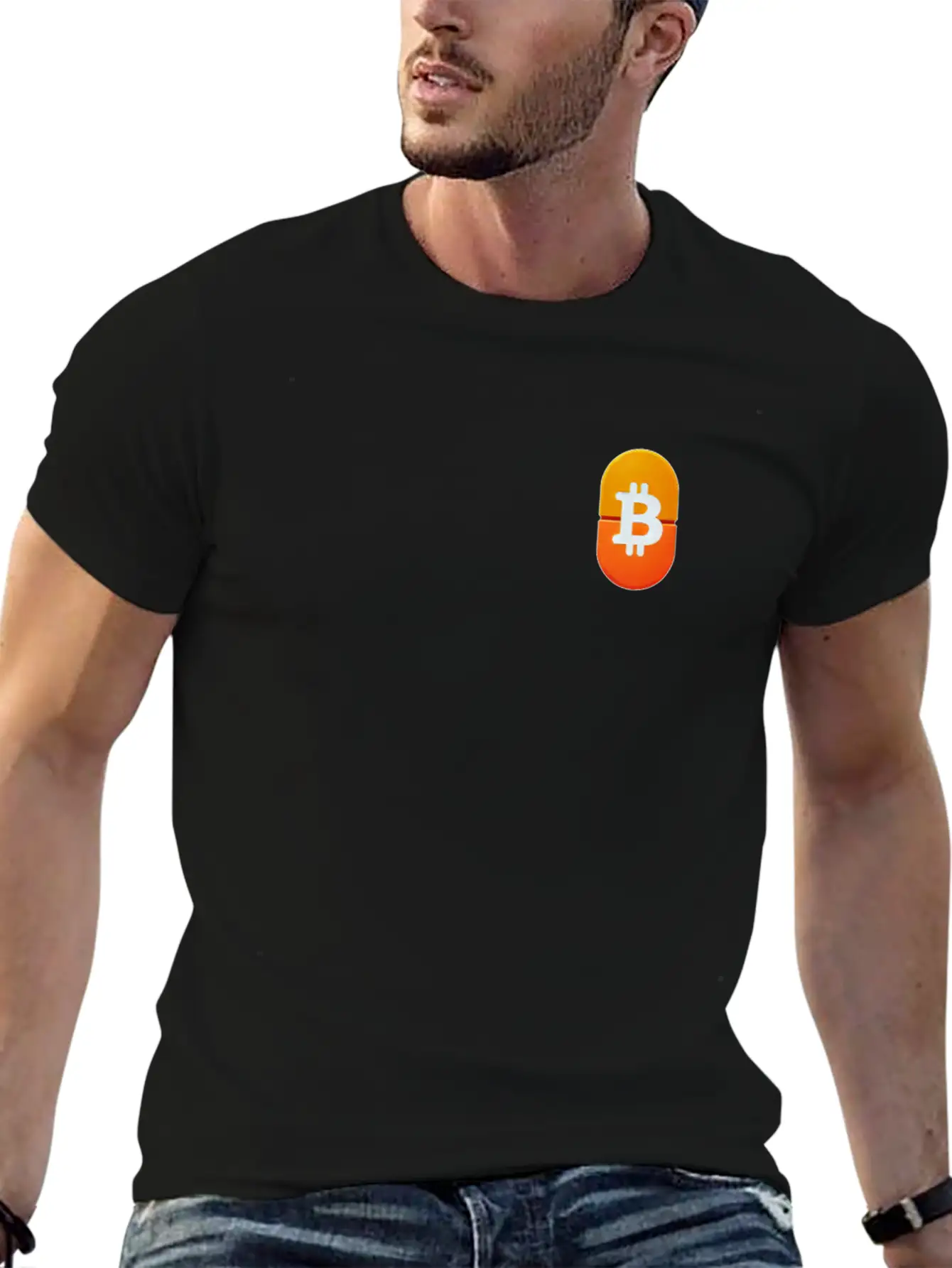 Bitcoin Pocket Design Orange Pill Awareness Unisex Casual T-Shirt – Clean Design For Daily Comfort