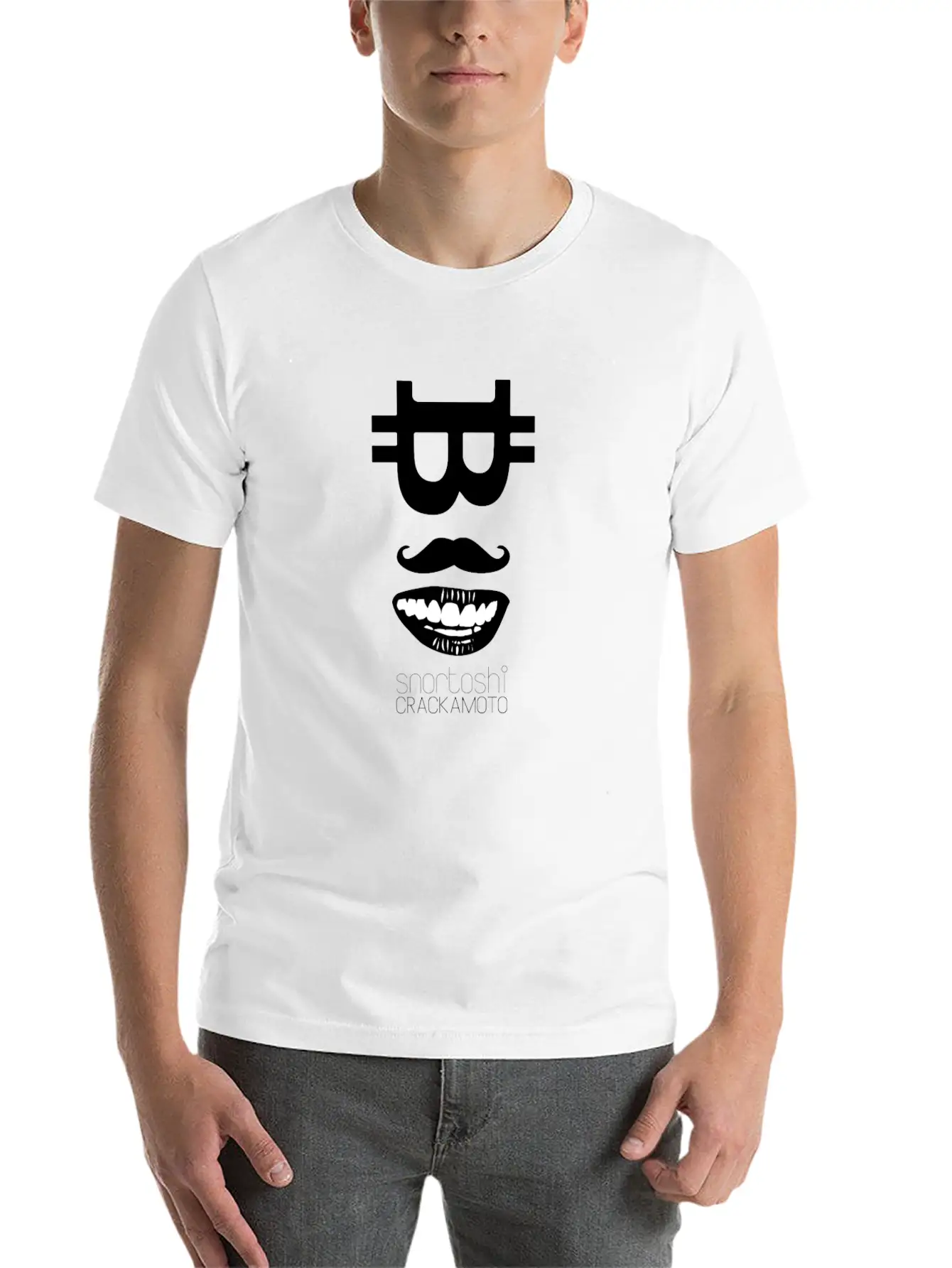 Bitcoin Tshirt - Snortoshi Crackamoto Unisex Short Sleeve Soft Cotton T-Shirt – Casual Everyday Wear