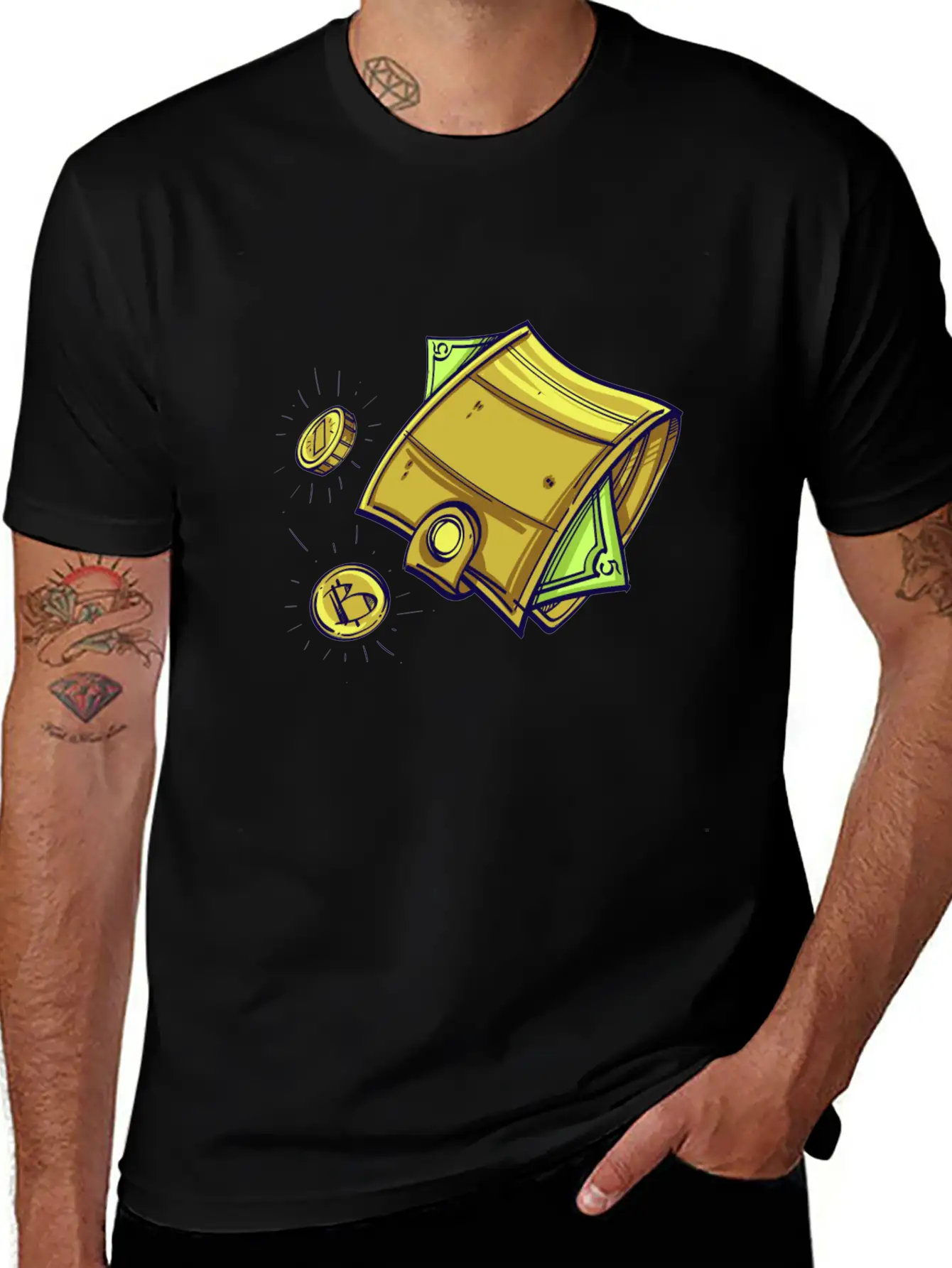 Bitcoin Wallet Color Illustration Stylish Everyday T-Shirt – Unisex Basic Cotton Tee