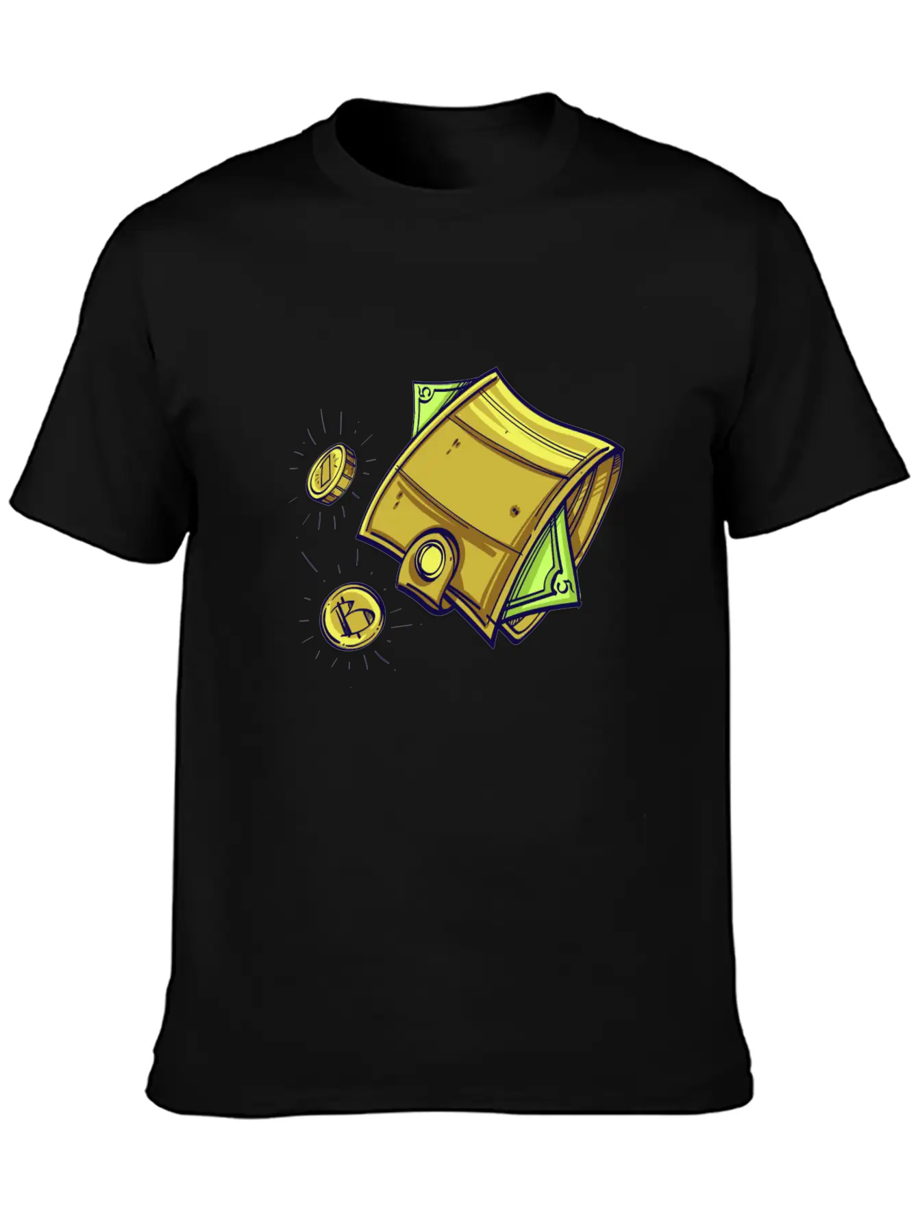 Bitcoin Wallet Color Illustration Stylish Everyday T-Shirt – Unisex Basic Cotton Tee