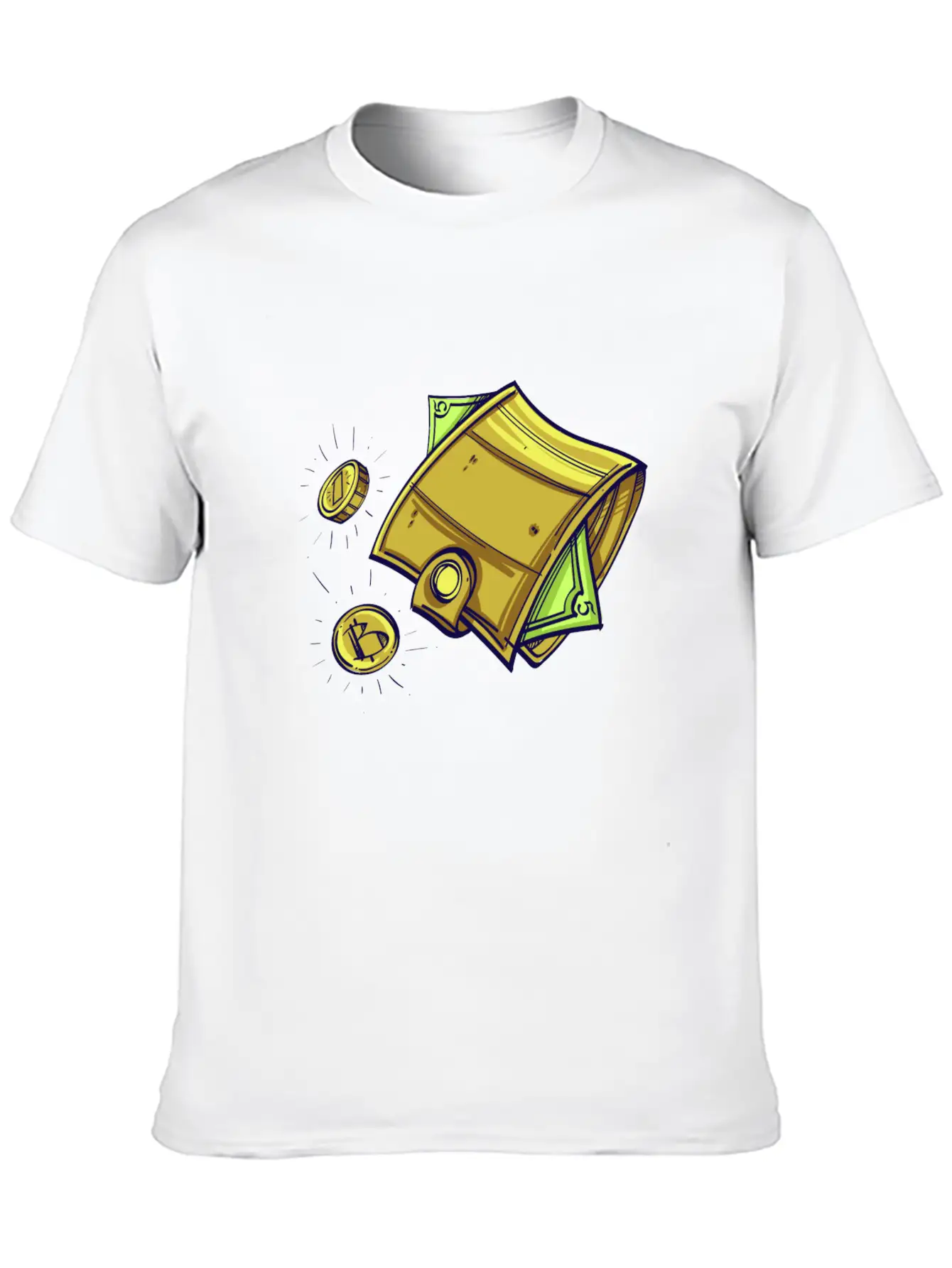 Bitcoin Wallet Color Illustration Stylish Everyday T-Shirt – Unisex Basic Cotton Tee