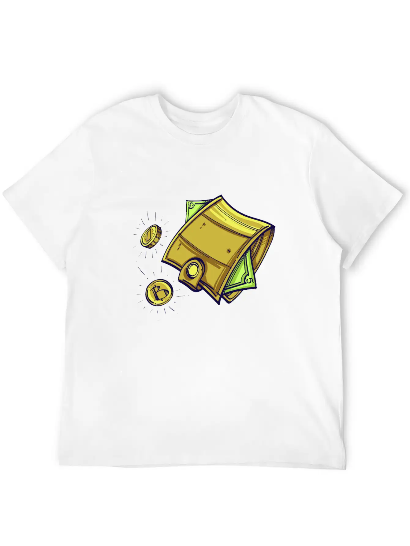 Bitcoin Wallet Color Illustration Stylish Everyday T-Shirt – Unisex Basic Cotton Tee