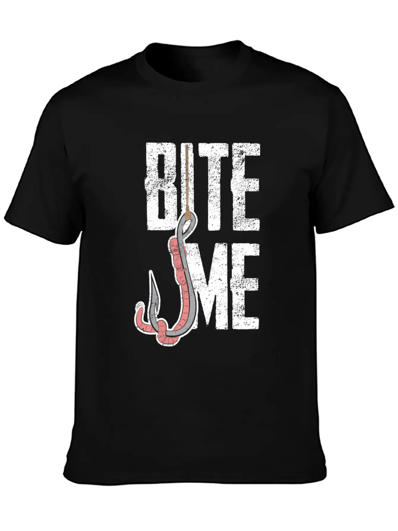 Bite Me - Worm On The Hook Fishing Essential Unisex Summer Tee – Soft Cotton Casual Fit