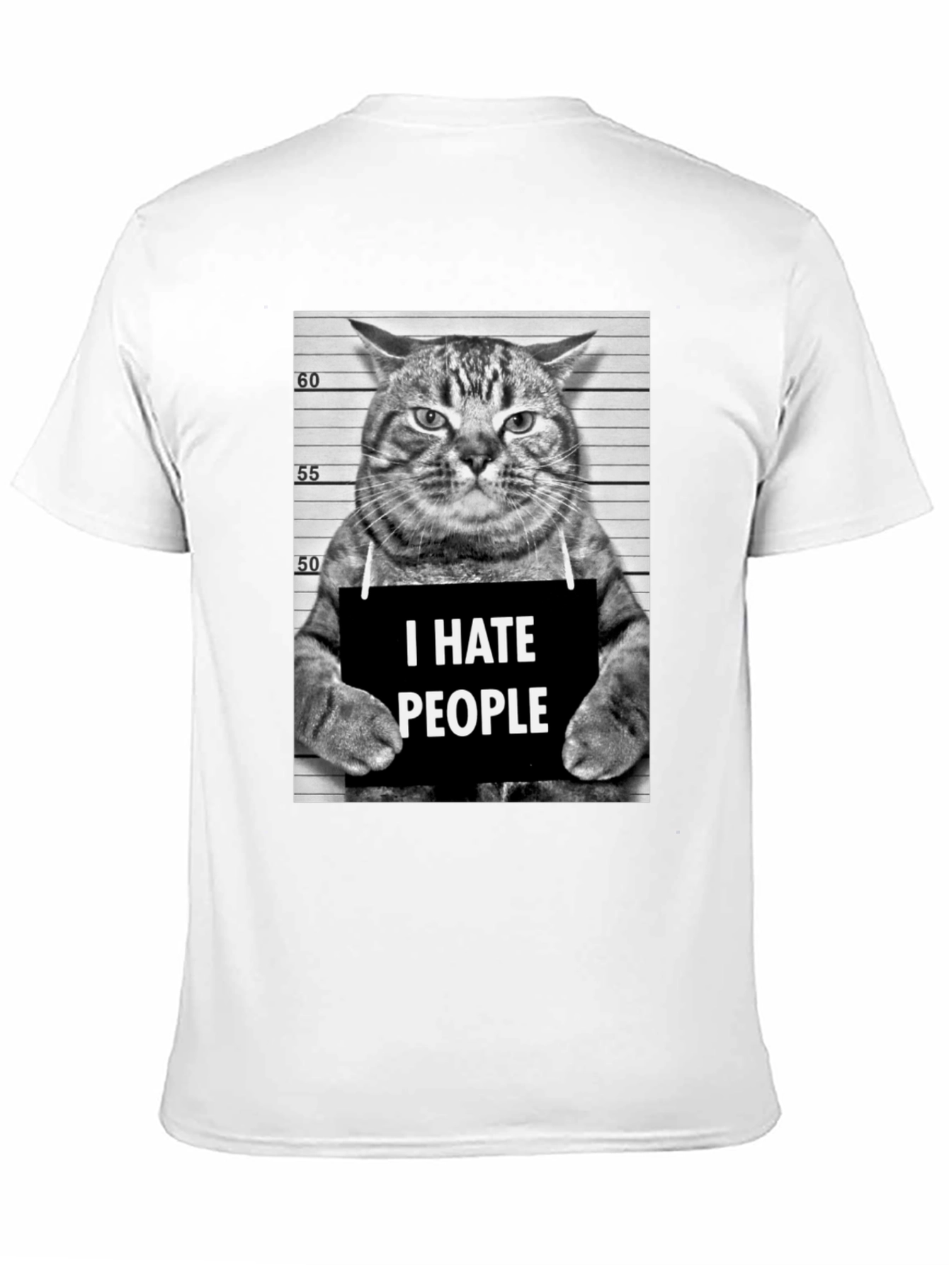 I Hate People Cat Mugshot Graphic Tee - Black
