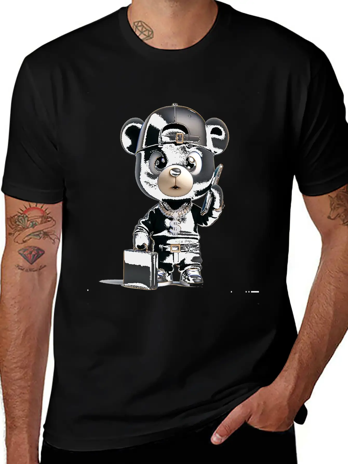 Black Business Bear Stylish Everyday T-Shirt – Unisex Basic Cotton Tee