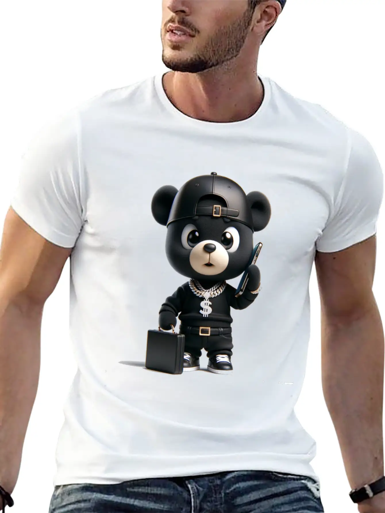 Black Business Bear Stylish Everyday T-Shirt – Unisex Basic Cotton Tee