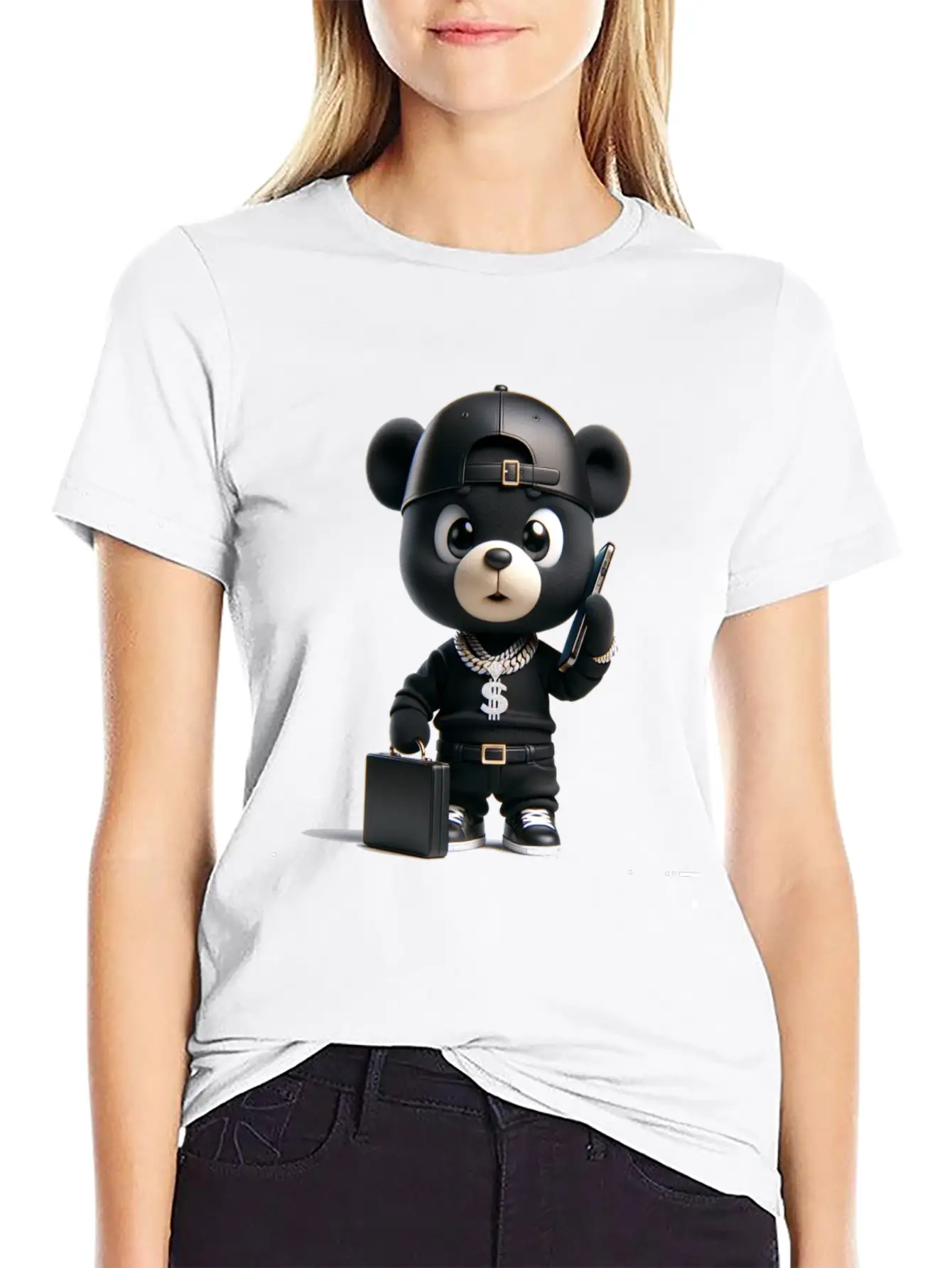 Black Business Bear Stylish Everyday T-Shirt – Unisex Basic Cotton Tee