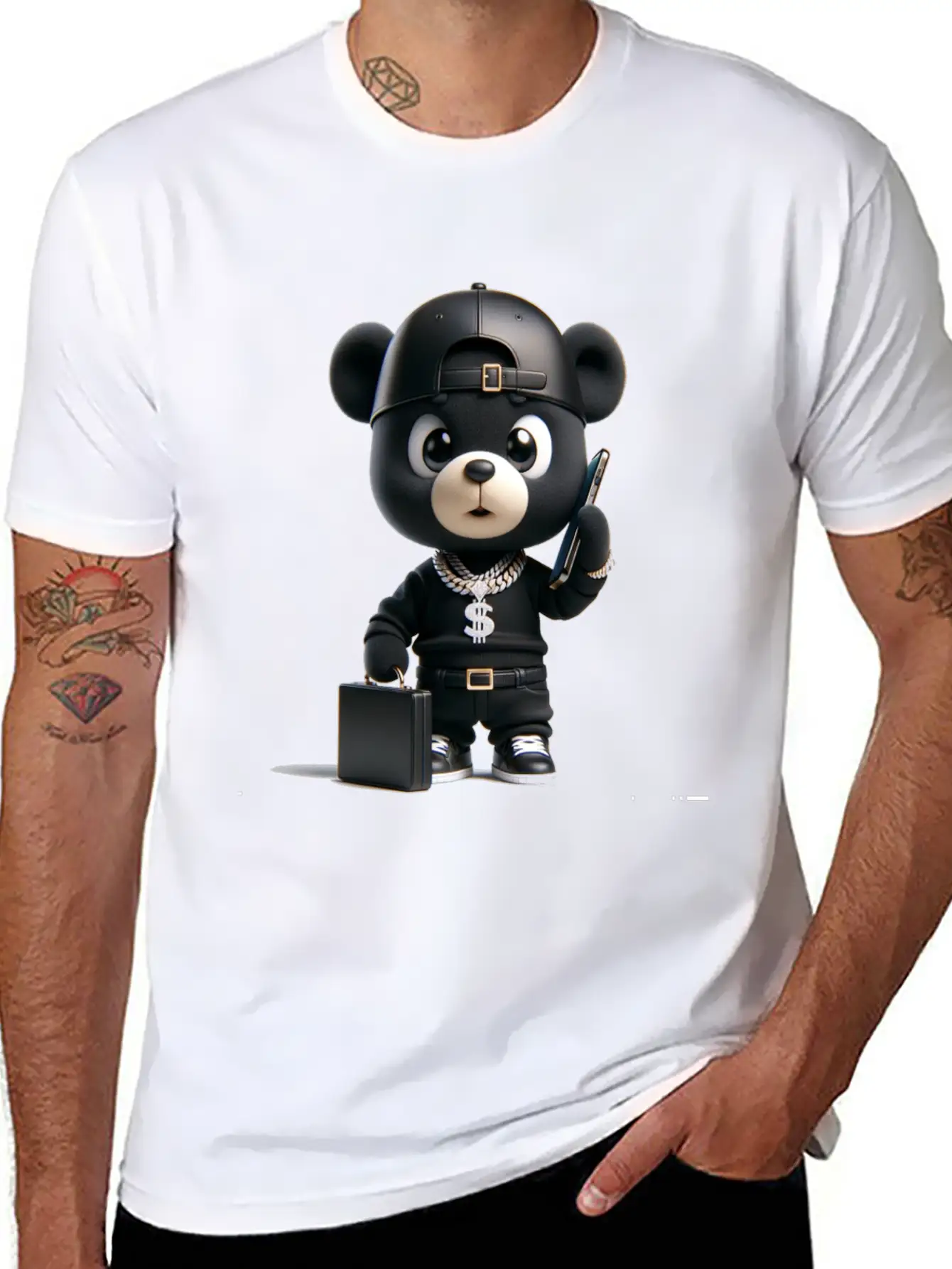 Black Business Bear Stylish Everyday T-Shirt – Unisex Basic Cotton Tee