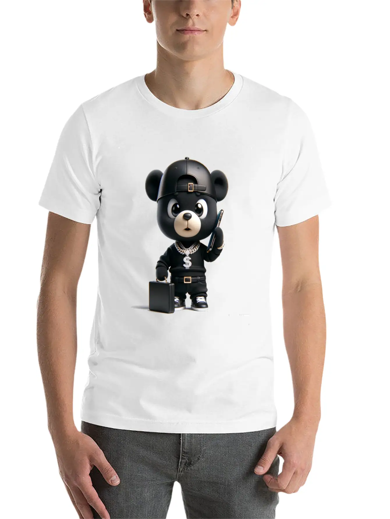 Black Business Bear Stylish Everyday T-Shirt – Unisex Basic Cotton Tee