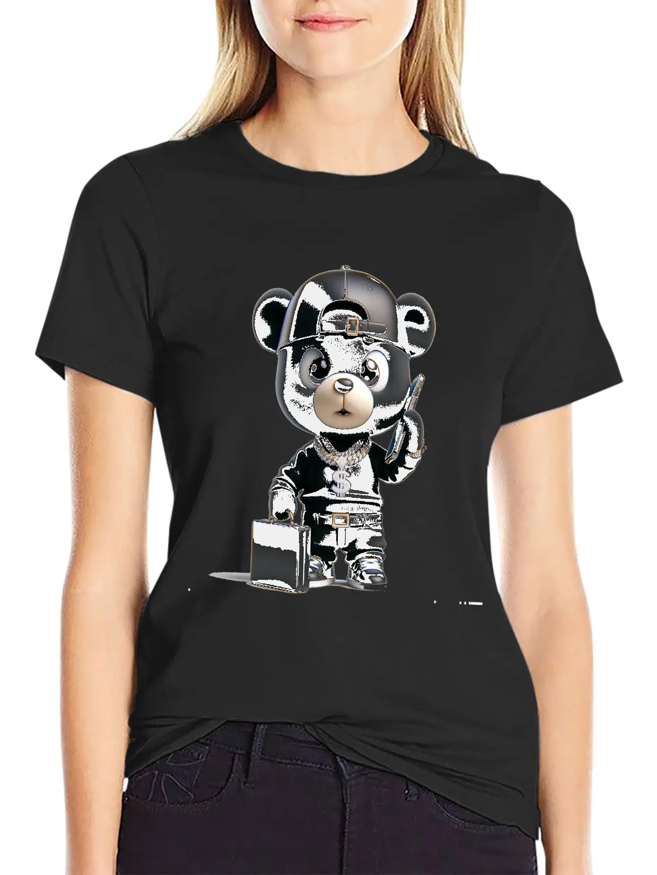 Black Business Bear Stylish Everyday T-Shirt – Unisex Basic Cotton Tee