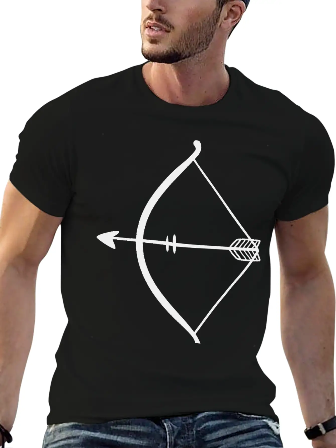 Black Doodle ARROW Unisex Short Sleeve Soft Cotton T-Shirt – Casual Everyday Wear