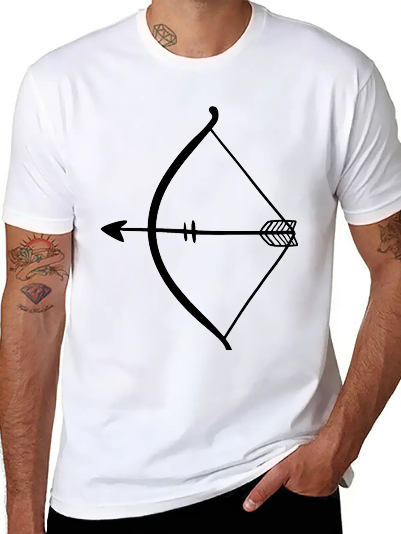 Black Doodle ARROW Unisex Short Sleeve Soft Cotton T-Shirt – Casual Everyday Wear
