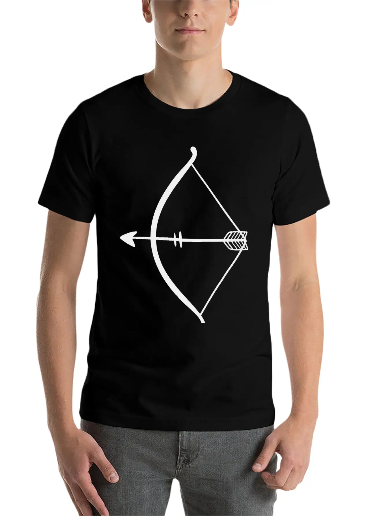 Black Doodle ARROW Unisex Short Sleeve Soft Cotton T-Shirt – Casual Everyday Wear