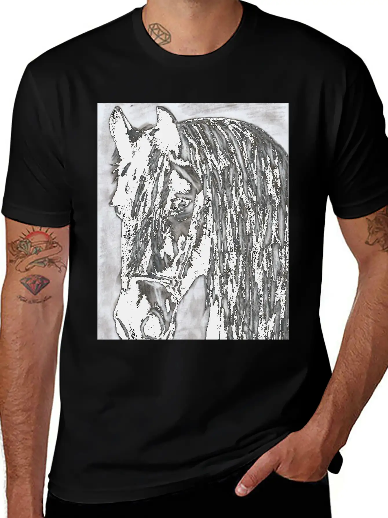 Black Horse Stylish Everyday T-Shirt – Unisex Basic Cotton Tee