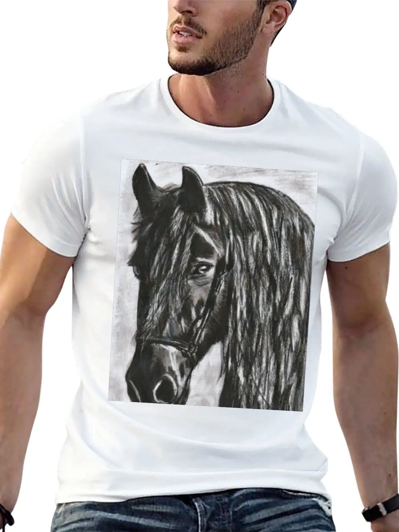 Black Horse Stylish Everyday T-Shirt – Unisex Basic Cotton Tee