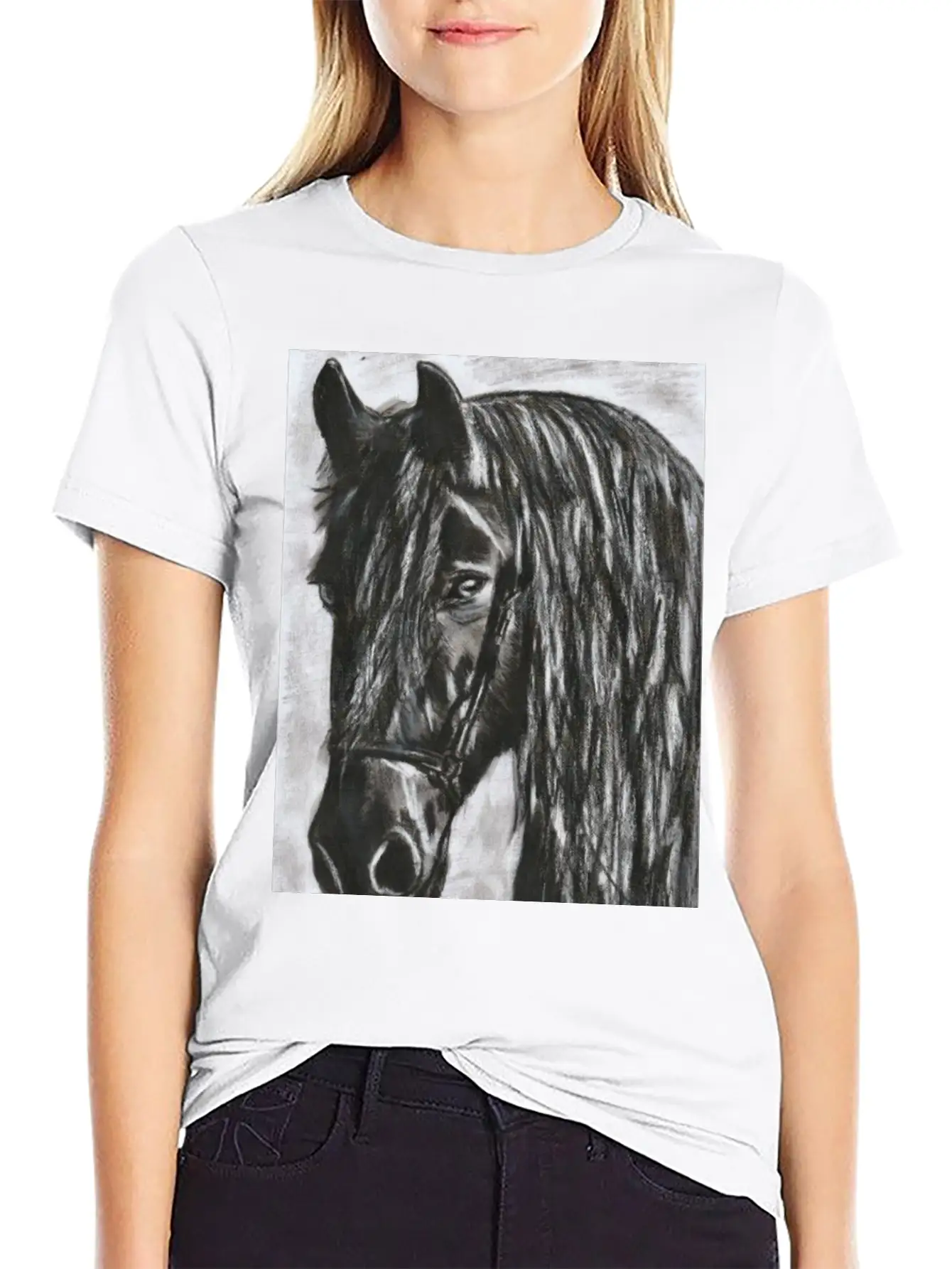 Black Horse Stylish Everyday T-Shirt – Unisex Basic Cotton Tee