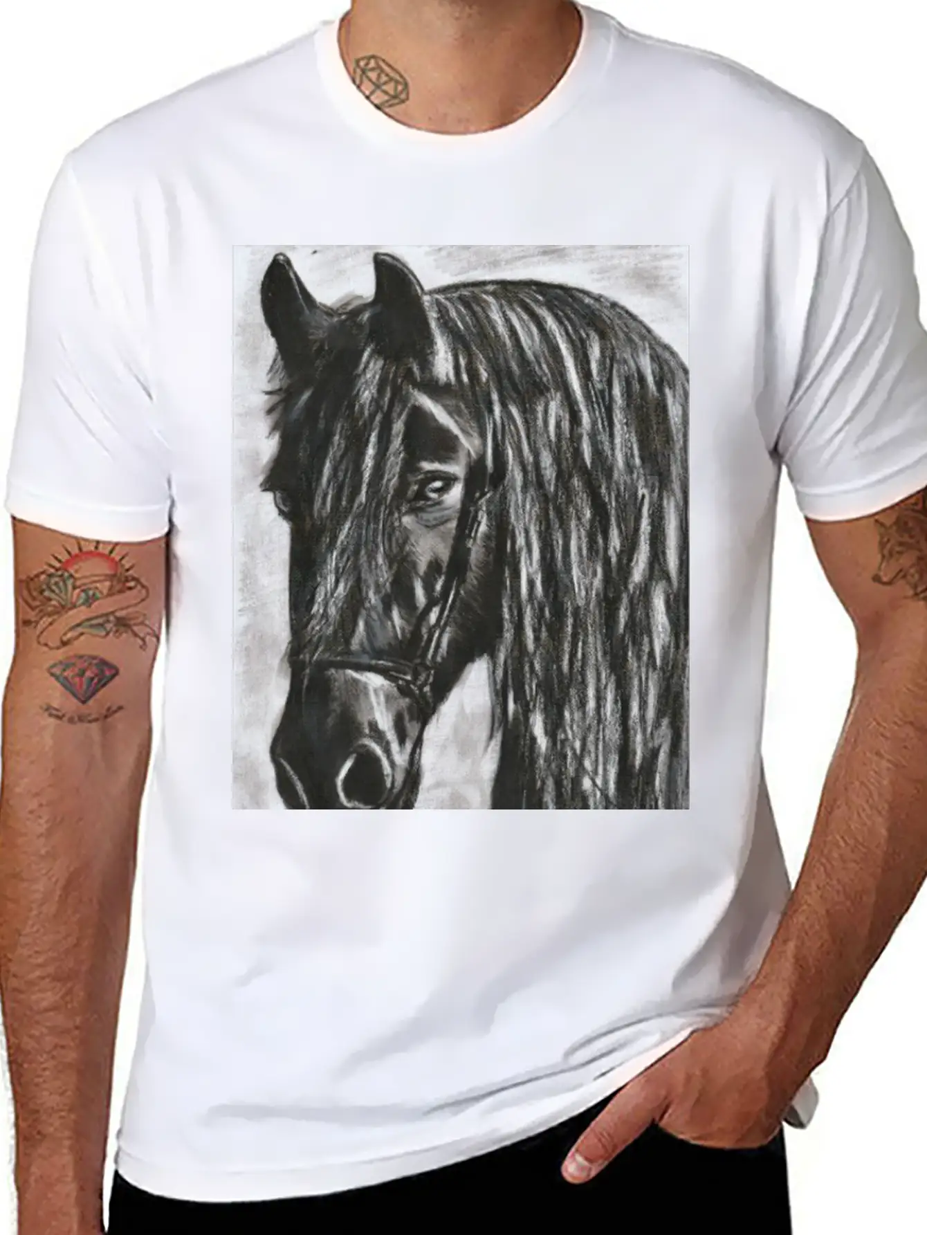 Black Horse Stylish Everyday T-Shirt – Unisex Basic Cotton Tee