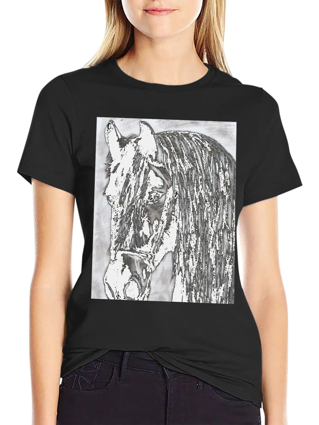 Black Horse Stylish Everyday T-Shirt – Unisex Basic Cotton Tee