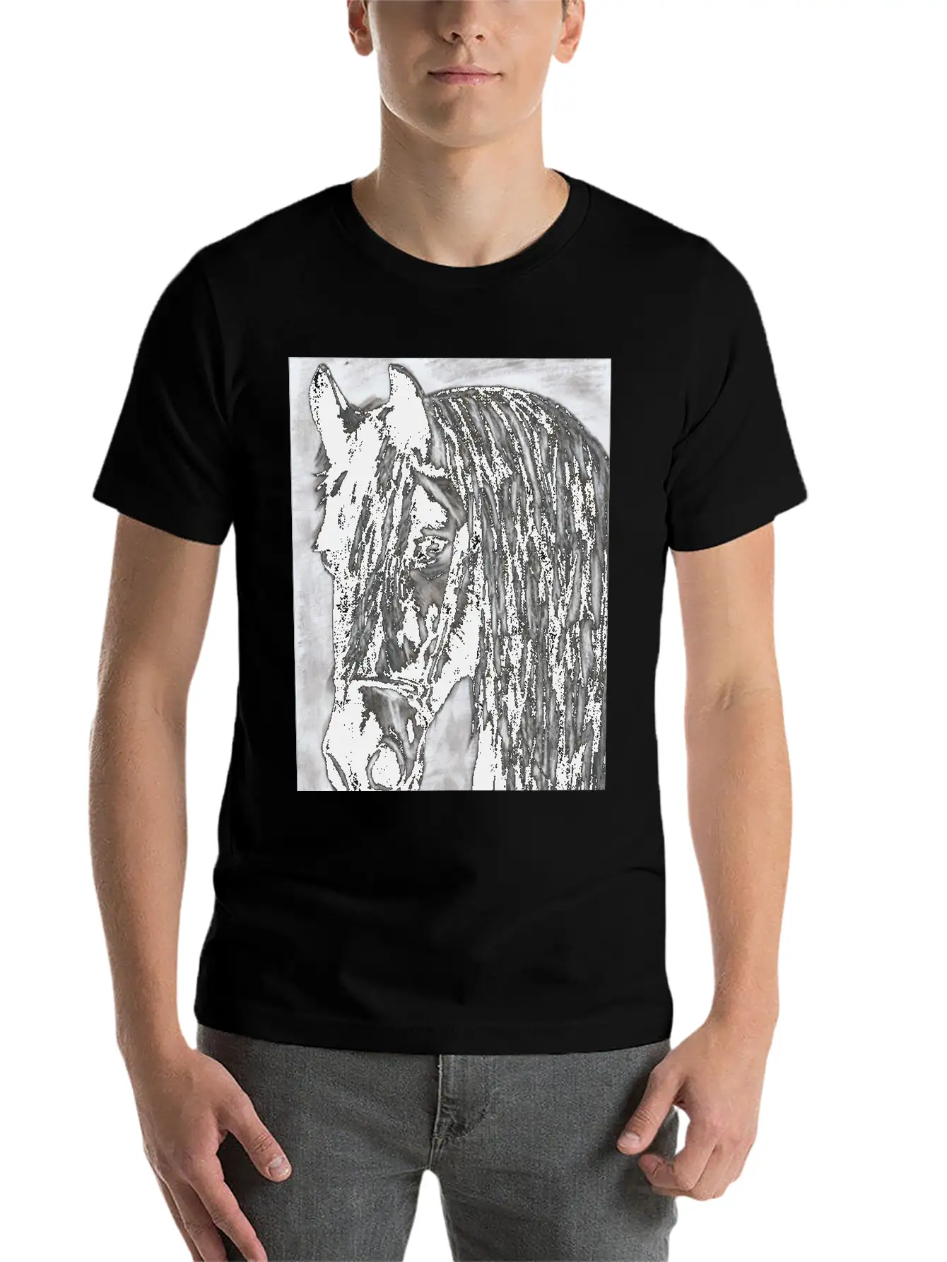 Black Horse Stylish Everyday T-Shirt – Unisex Basic Cotton Tee
