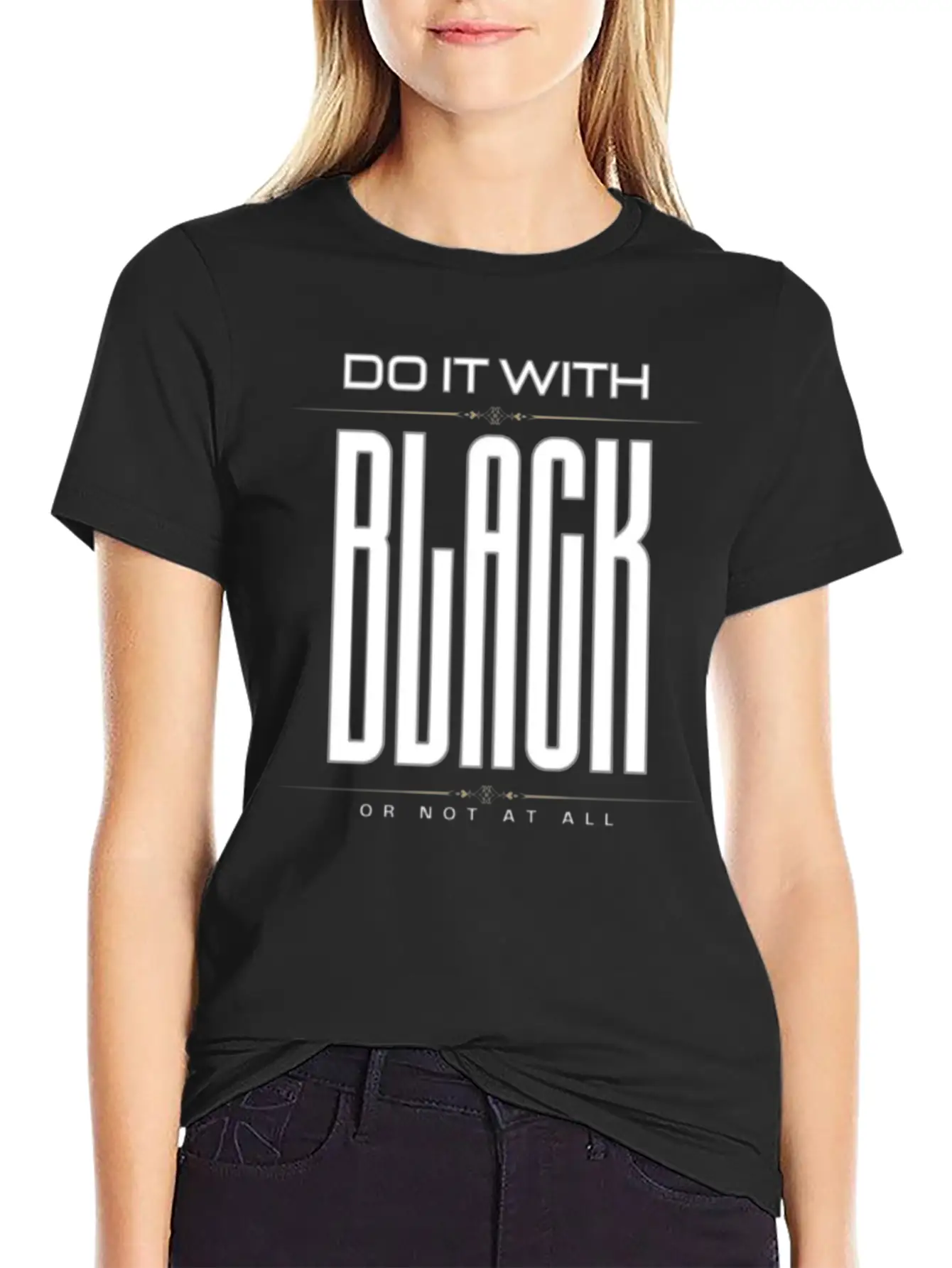 BLACK Letter Print And Gradient Color Crew Neck Relaxed Everyday Tee – Lightweight And Durable Cotton