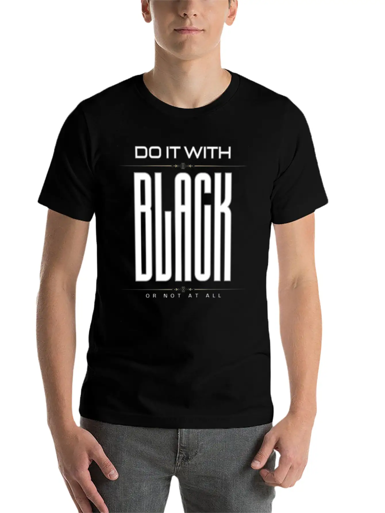 BLACK Letter Print And Gradient Color Crew Neck Relaxed Everyday Tee – Lightweight And Durable Cotton