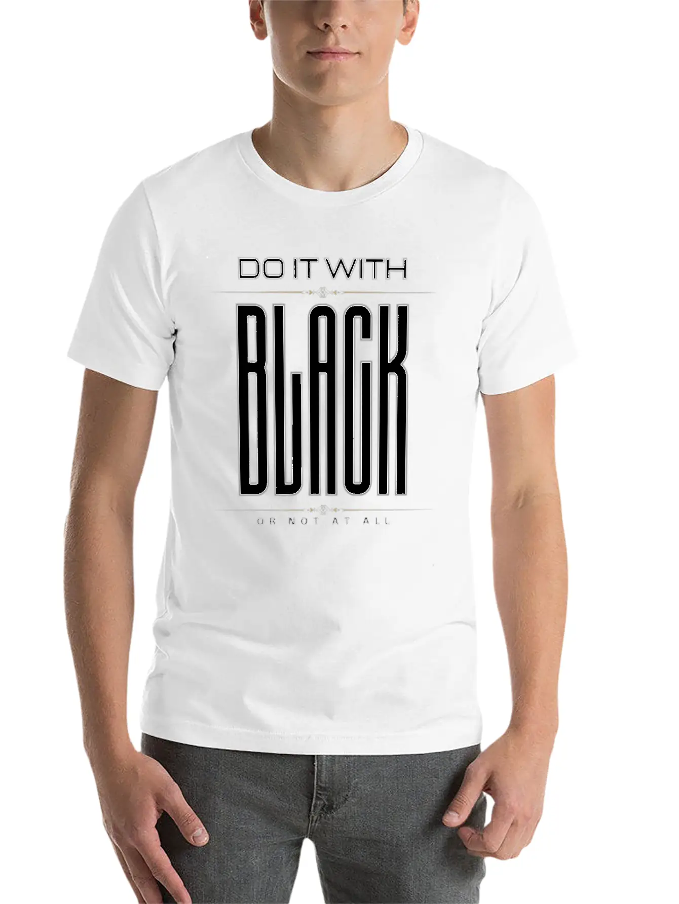 BLACK Letter Print And Gradient Color Crew Neck Relaxed Everyday Tee – Lightweight And Durable Cotton