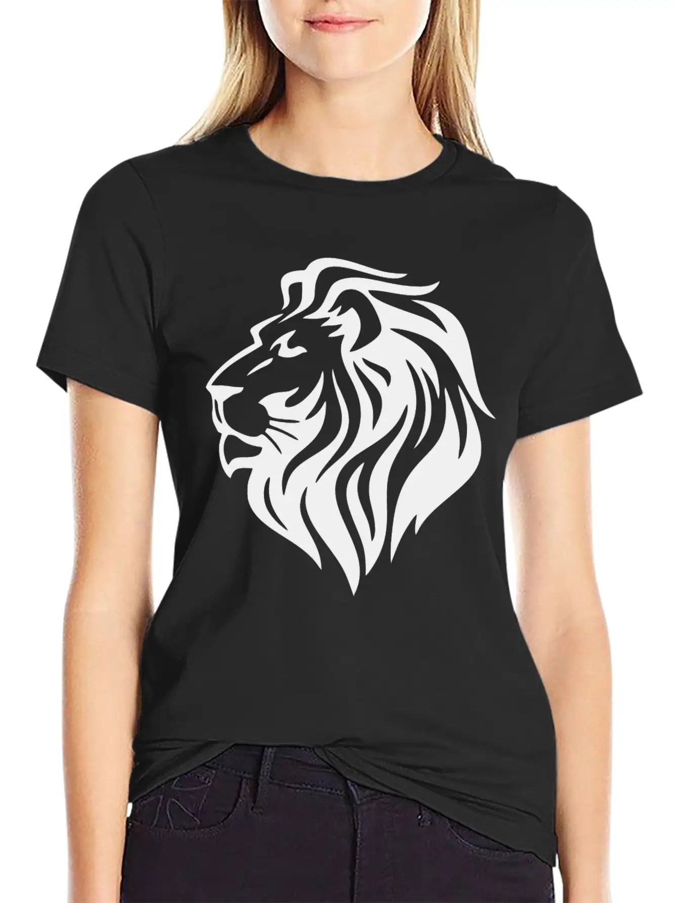 Black Lion Head Stylish Everyday T-Shirt – Unisex Basic Cotton Tee
