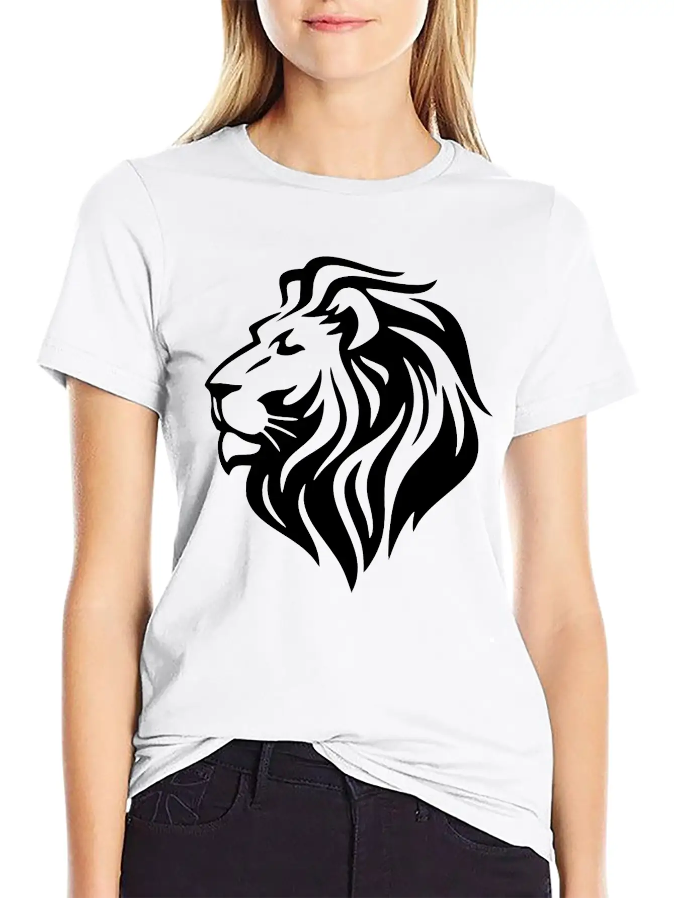Black Lion Head Stylish Everyday T-Shirt – Unisex Basic Cotton Tee