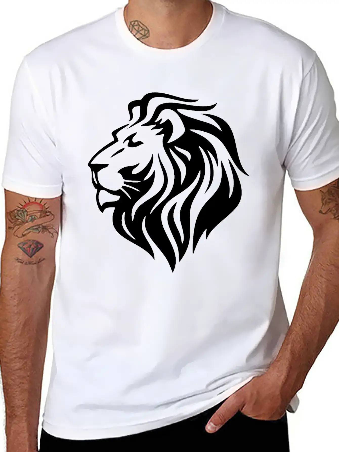 Black Lion Head Stylish Everyday T-Shirt – Unisex Basic Cotton Tee