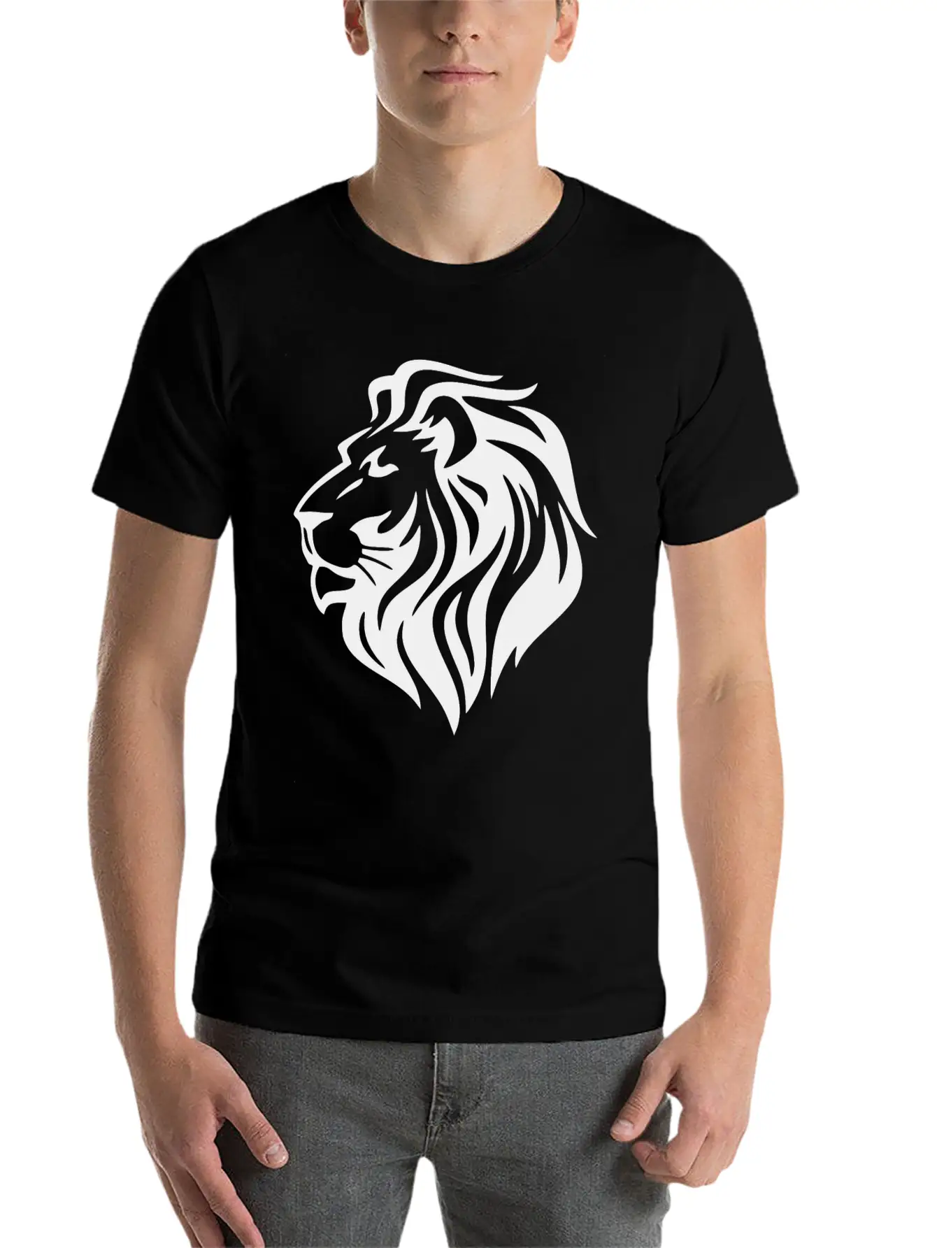 Black Lion Head Stylish Everyday T-Shirt – Unisex Basic Cotton Tee