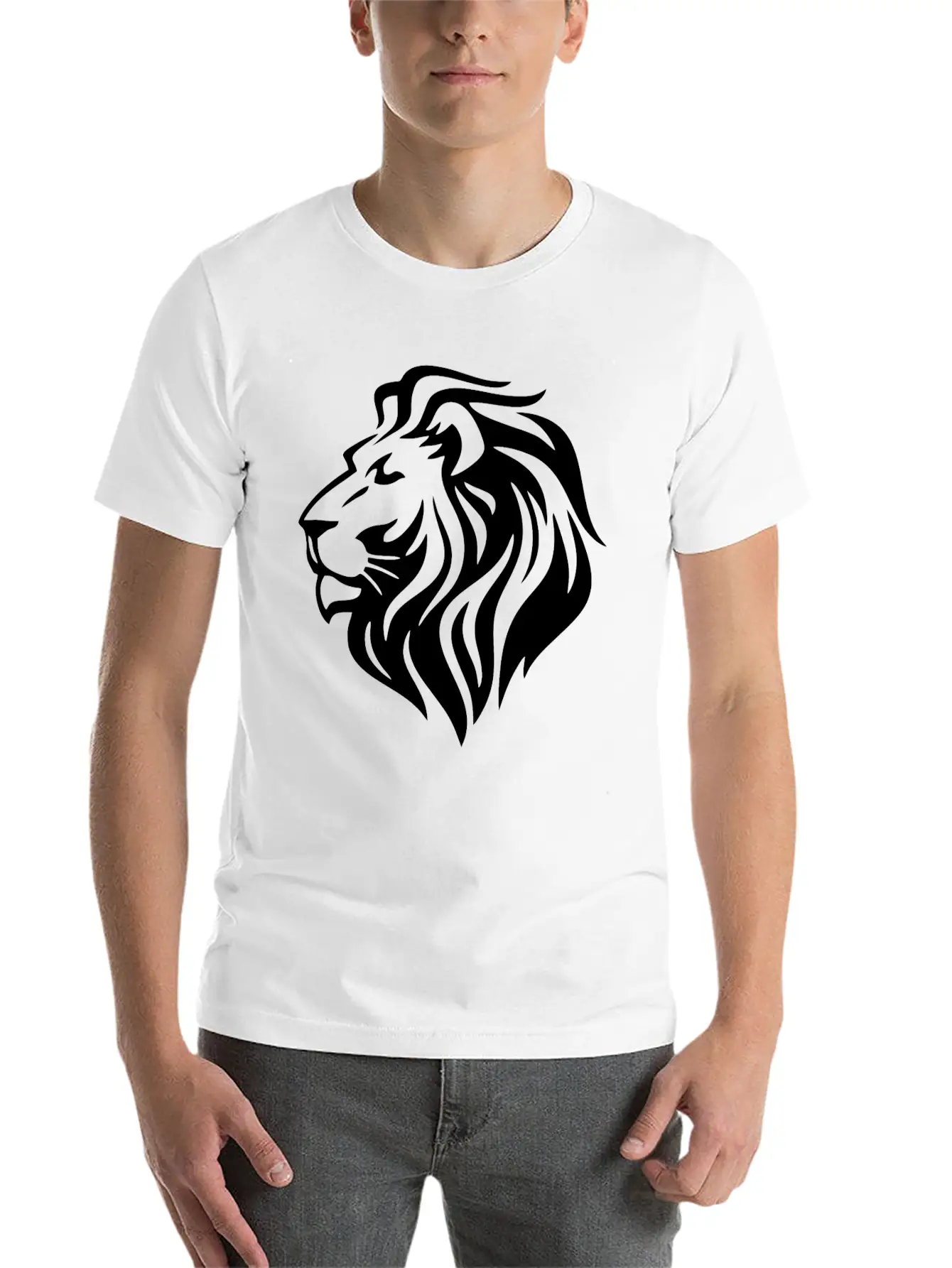 Black Lion Head Stylish Everyday T-Shirt – Unisex Basic Cotton Tee
