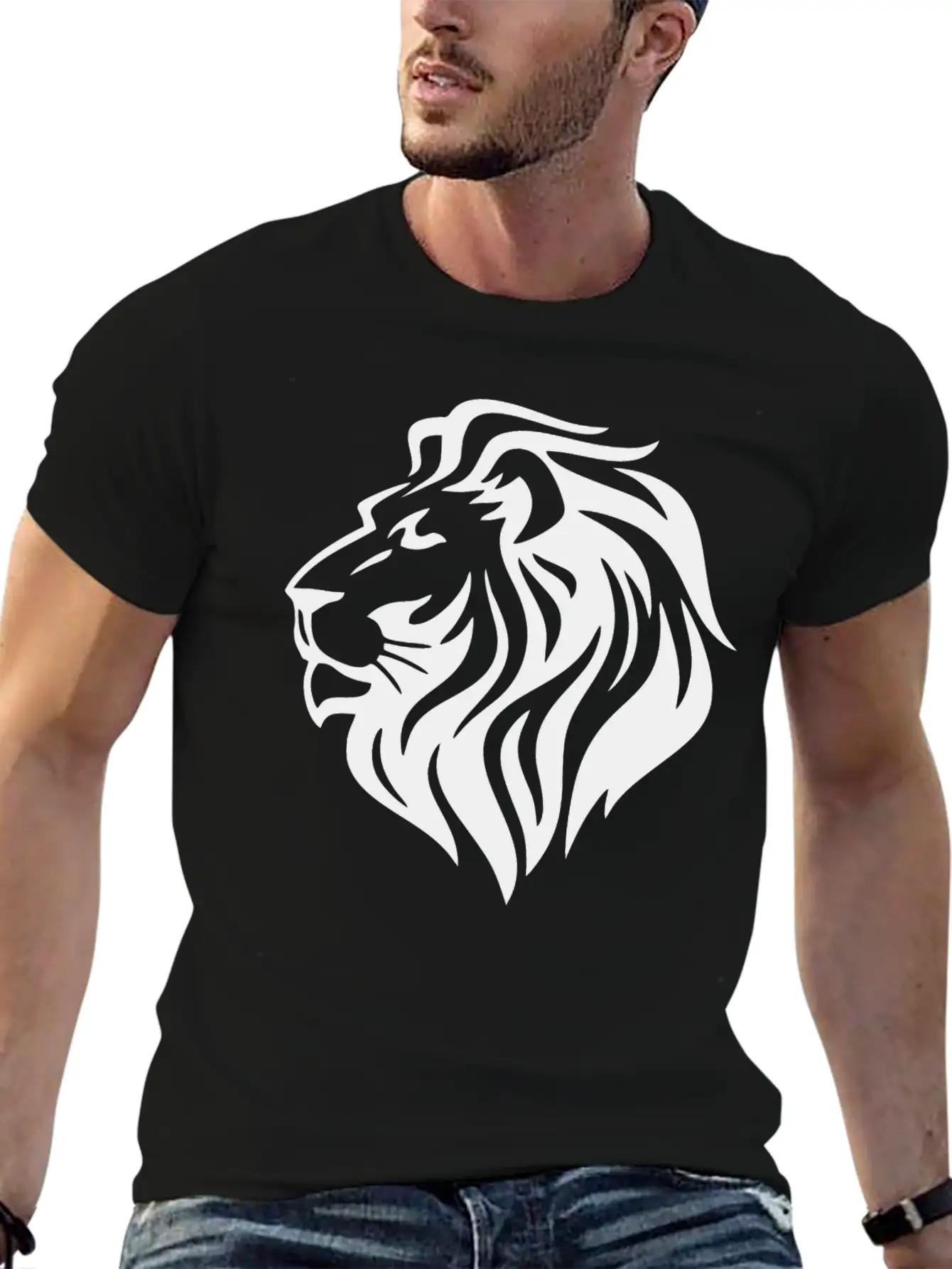 Black Lion Head Stylish Everyday T-Shirt – Unisex Basic Cotton Tee