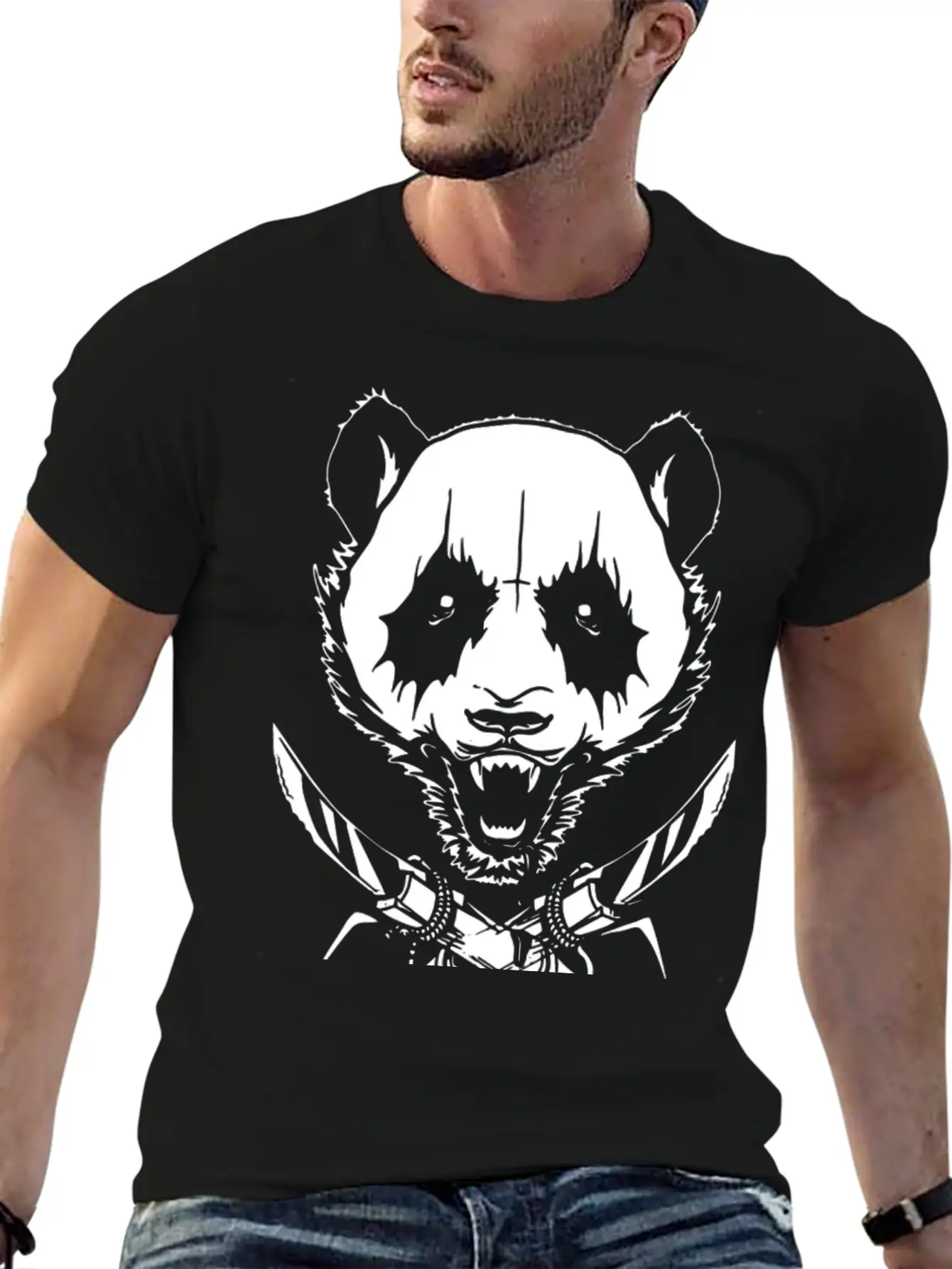 Black Metal Panda Timeless Short Sleeve Tee – Comfy And Minimalist Design