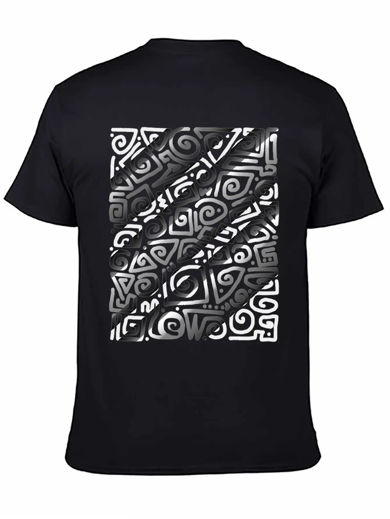 Black Spiral Doodle Art Unisex Short Sleeve Soft Cotton T-Shirt – Casual Everyday Wear