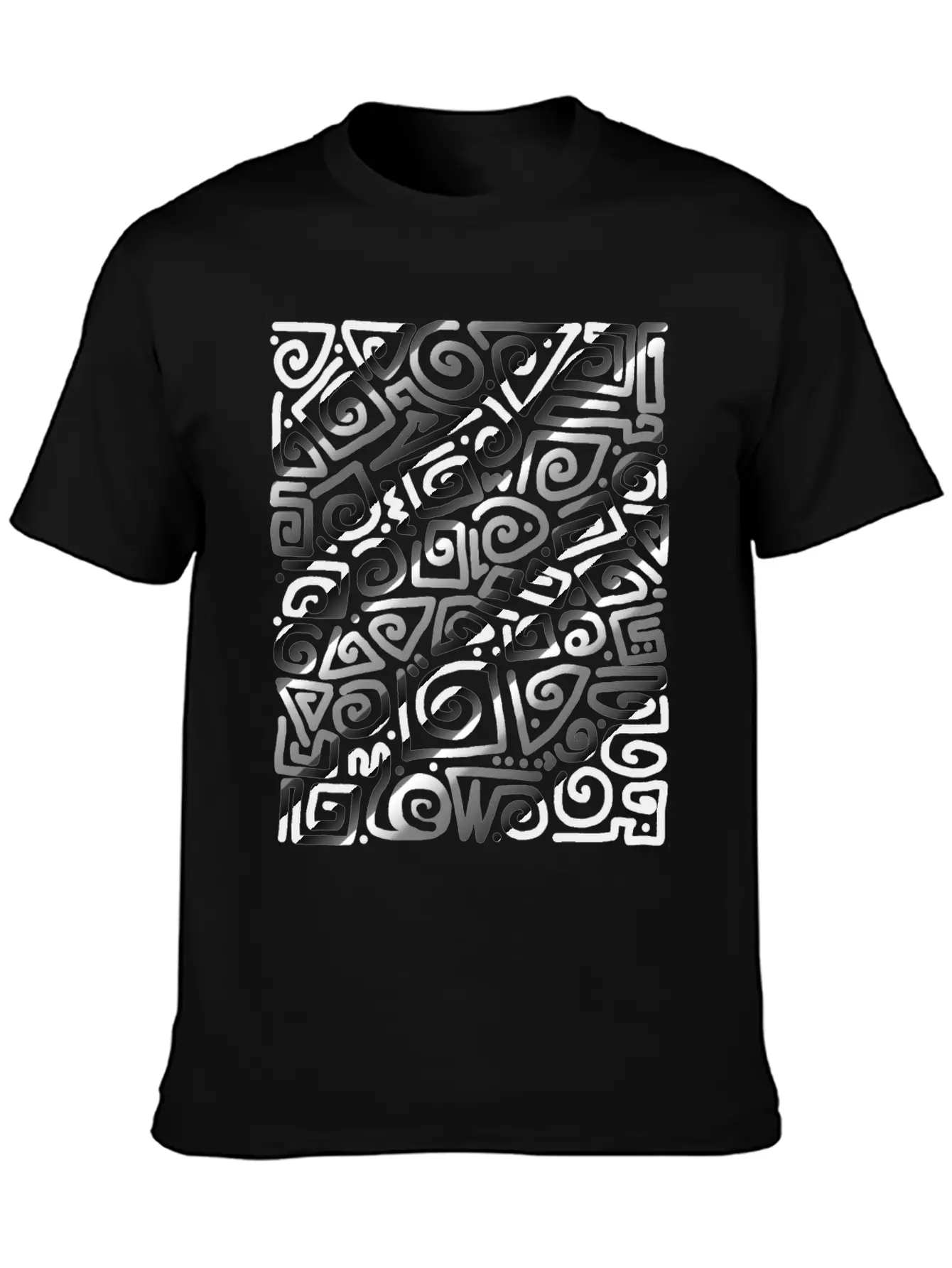 Black Spiral Doodle Art Unisex Short Sleeve Soft Cotton T-Shirt – Casual Everyday Wear