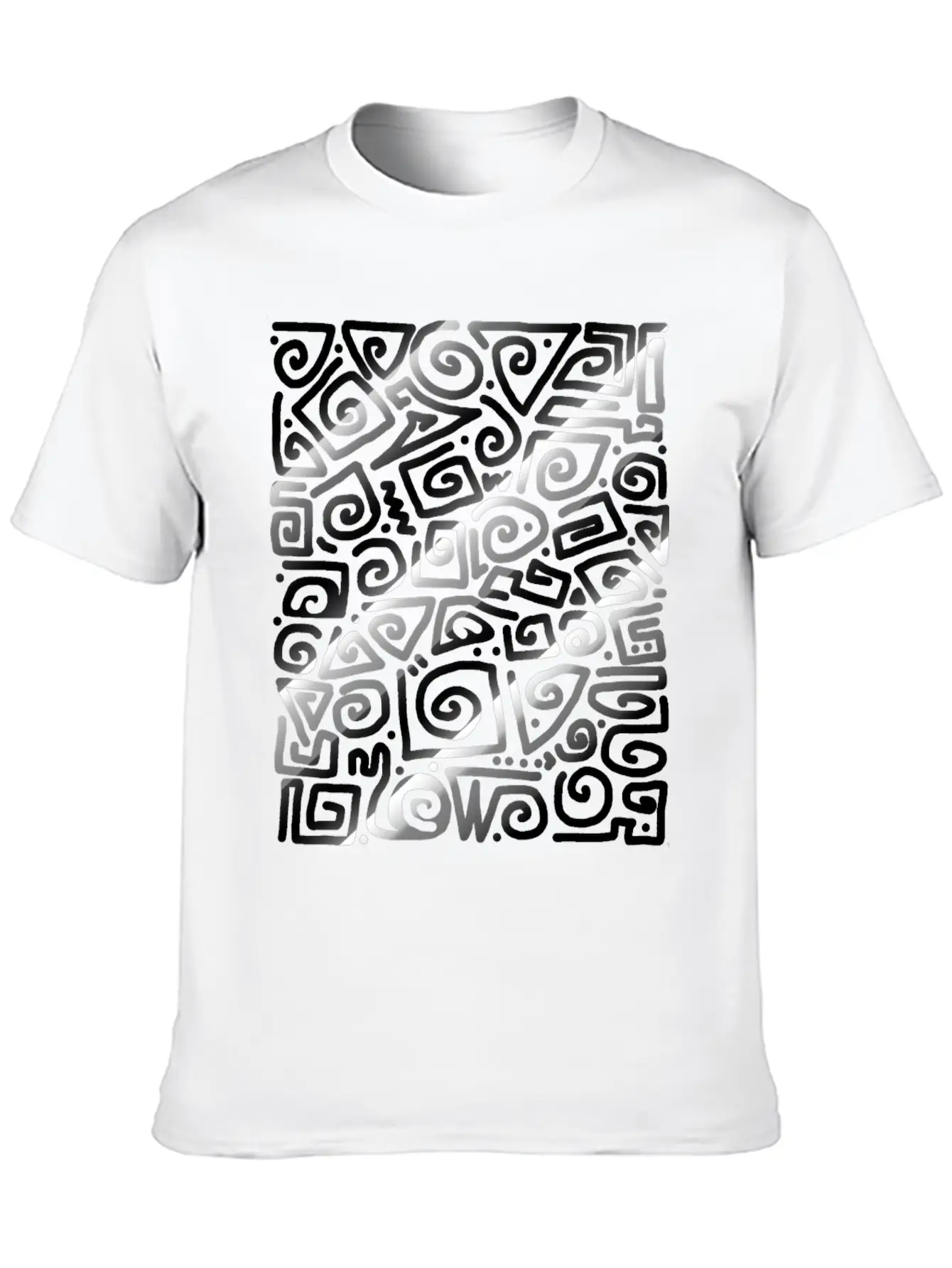 Black Spiral Doodle Art Unisex Short Sleeve Soft Cotton T-Shirt – Casual Everyday Wear