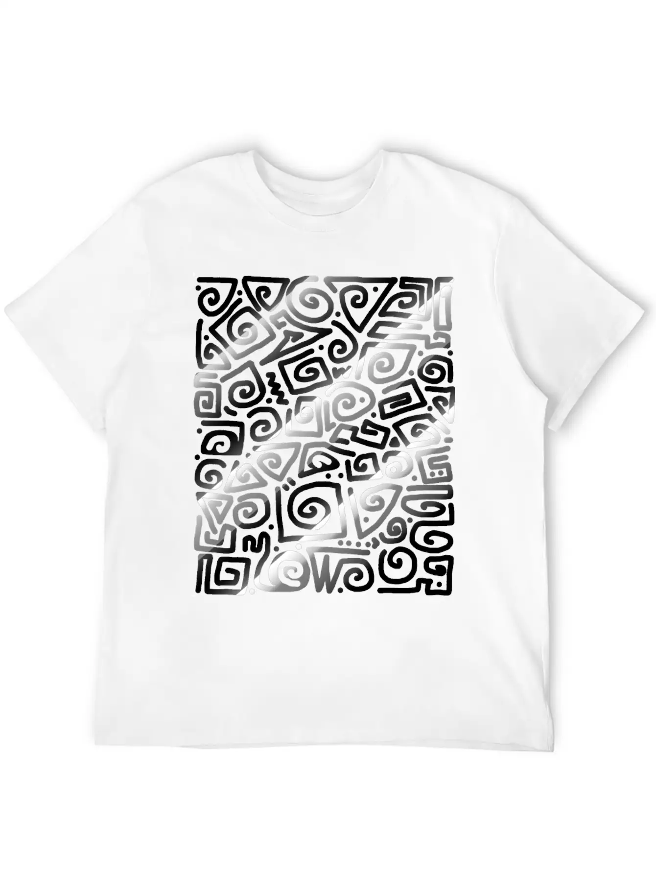 Black Spiral Doodle Art Unisex Short Sleeve Soft Cotton T-Shirt – Casual Everyday Wear