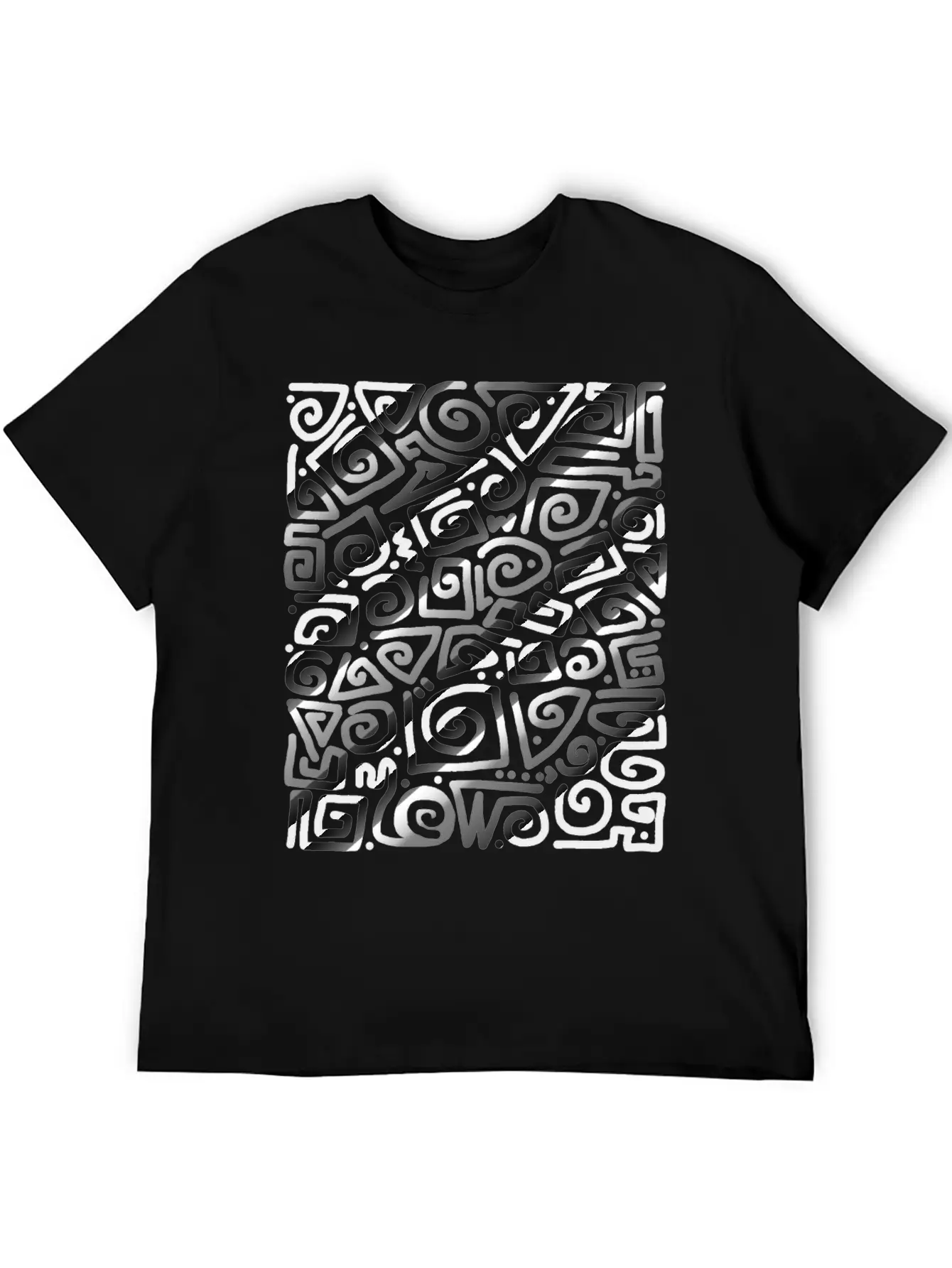 Black Spiral Doodle Art Unisex Short Sleeve Soft Cotton T-Shirt – Casual Everyday Wear
