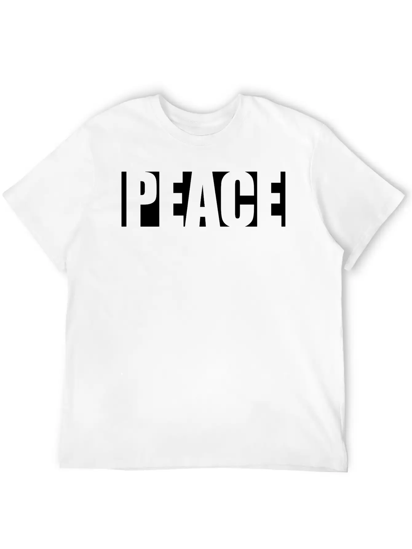 Black Text Peace Basic Graphic T-Shirt – Daily Comfort In Soft Cotton