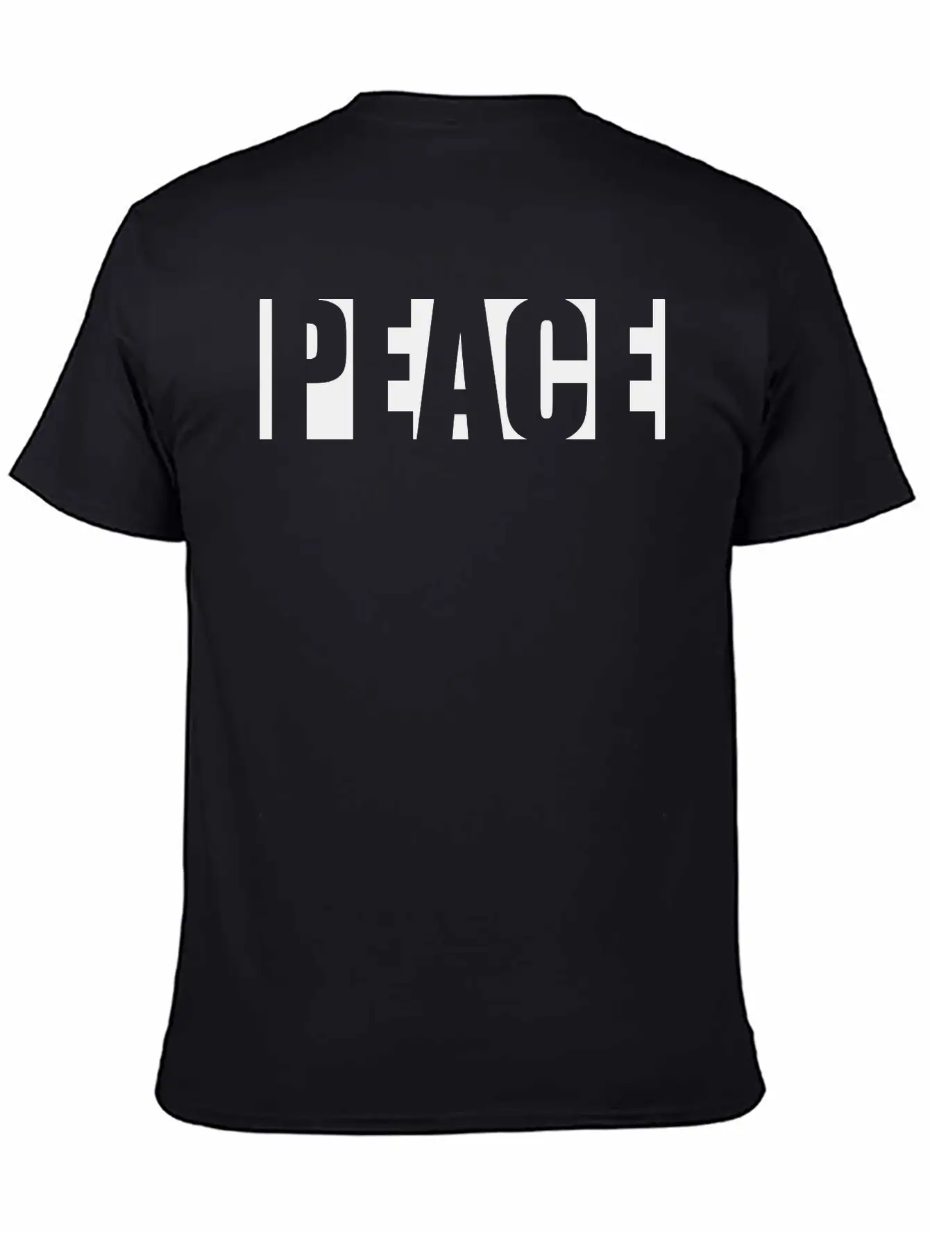Black Text Peace Basic Graphic T-Shirt – Daily Comfort In Soft Cotton