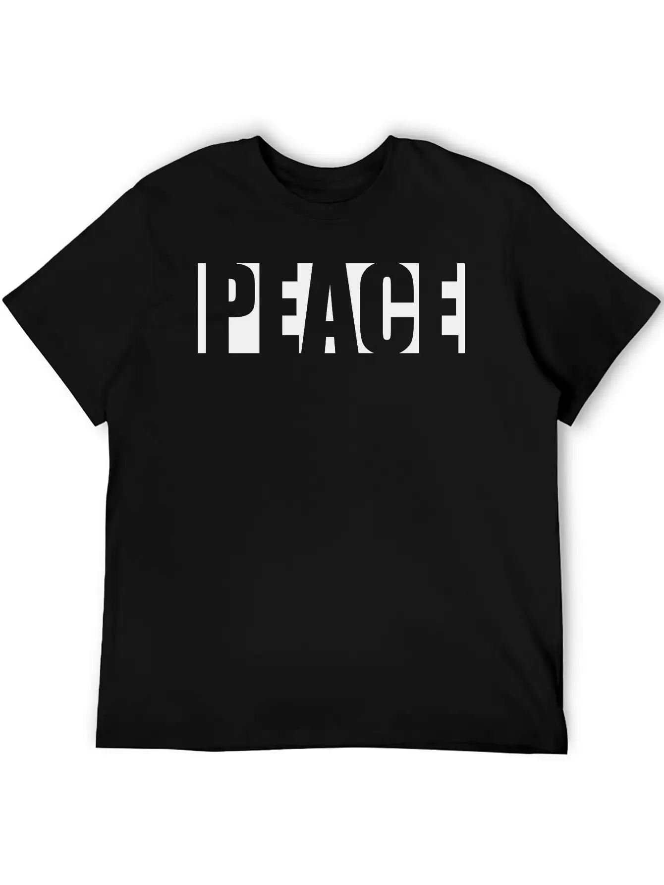 Black Text Peace Basic Graphic T-Shirt – Daily Comfort In Soft Cotton